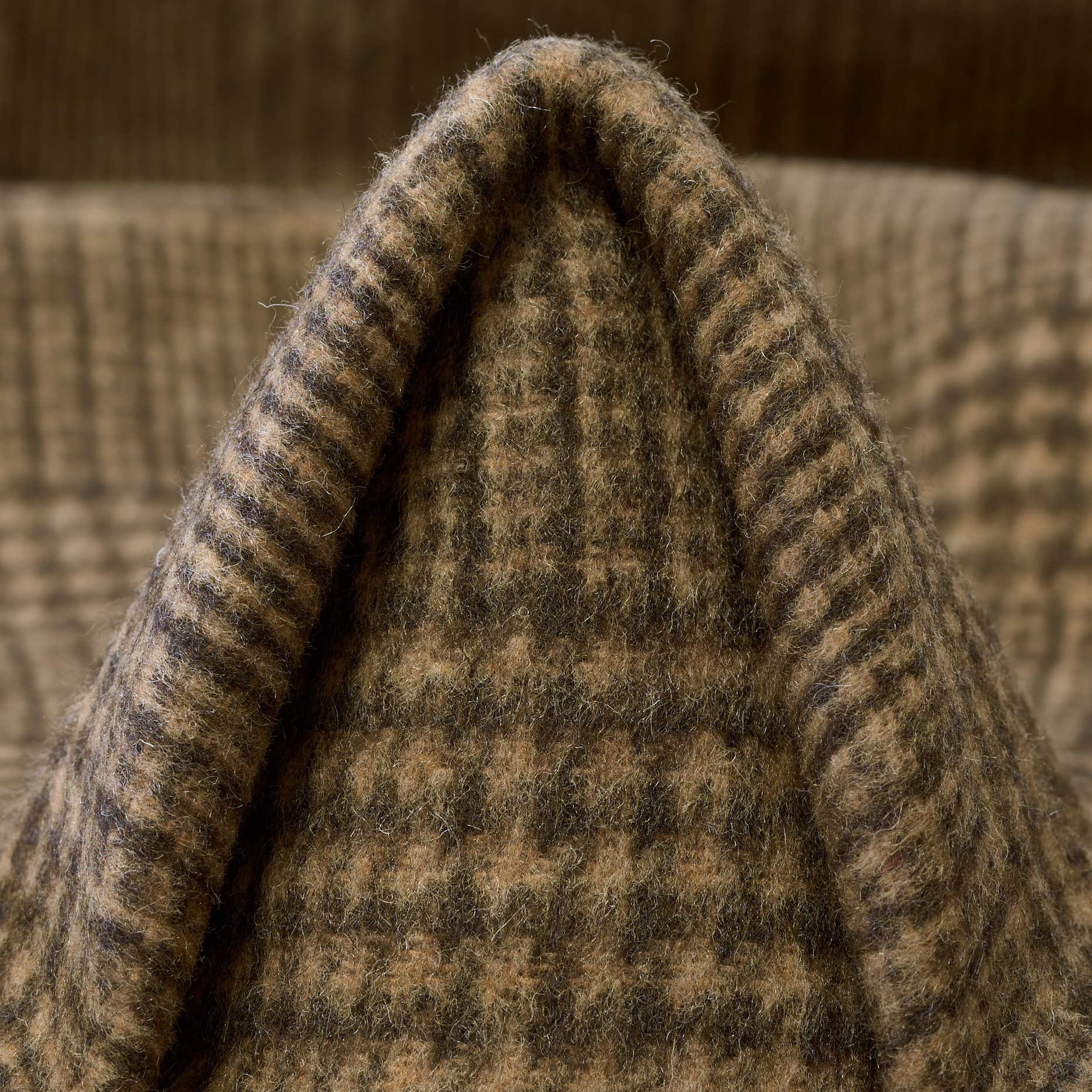 Double, Wool Blend, Check, Affogato&Chocolate Brown