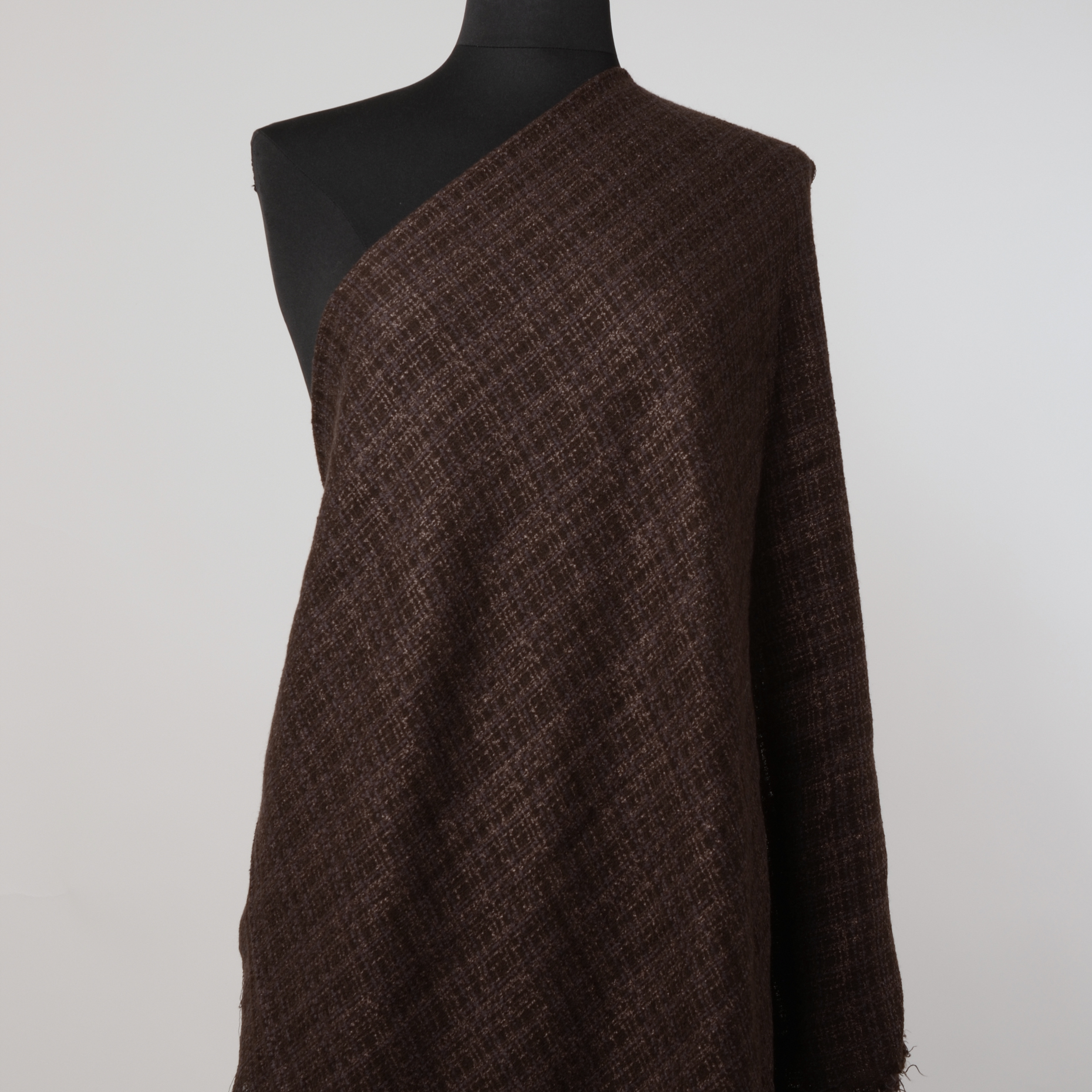 VIRGIN WOOL, BOUCLÉ, CHECK, FRENCH ROAST