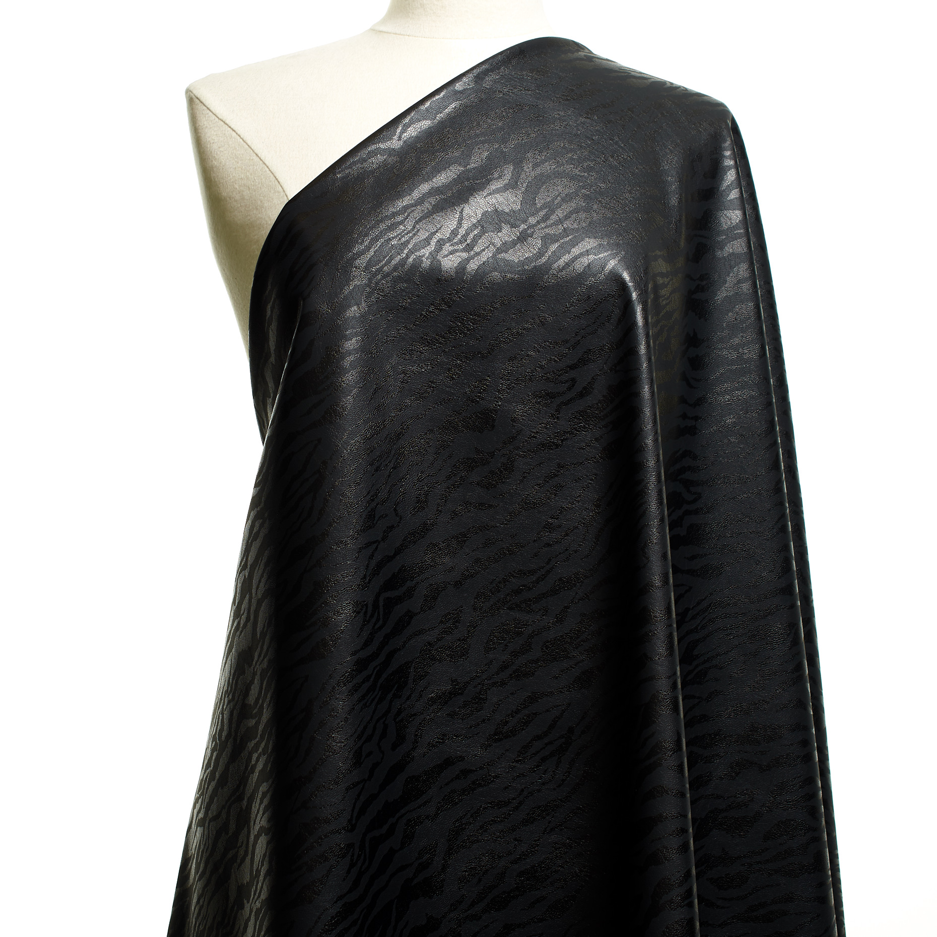 VEGAN LEATHER, PRINTED, ELASTIC, RAVEN BLACK