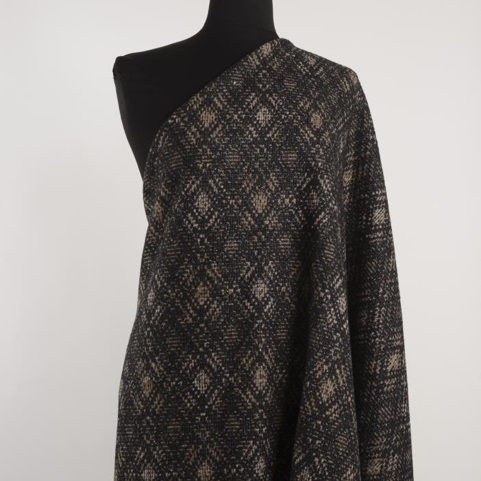 Jersey, Żakard, Lurex, Charcoal Art&Taupe