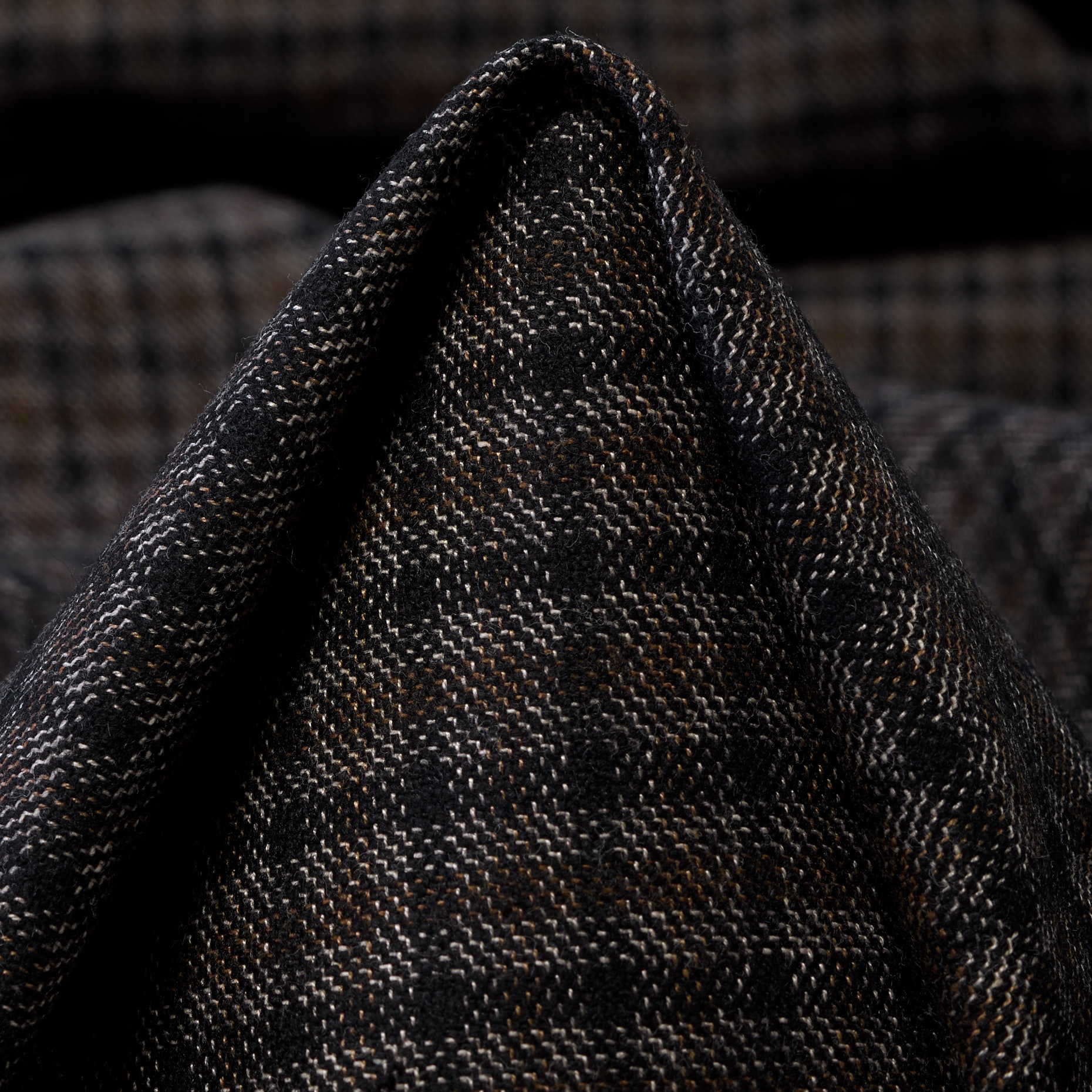 WOOL, COTTON BLEND, CHECK, DARK NAVY