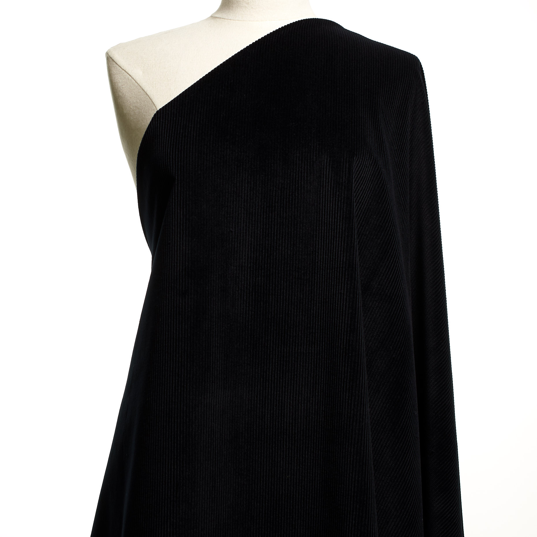 Velluto a Coste, Cotone, Stretch, Raven Black