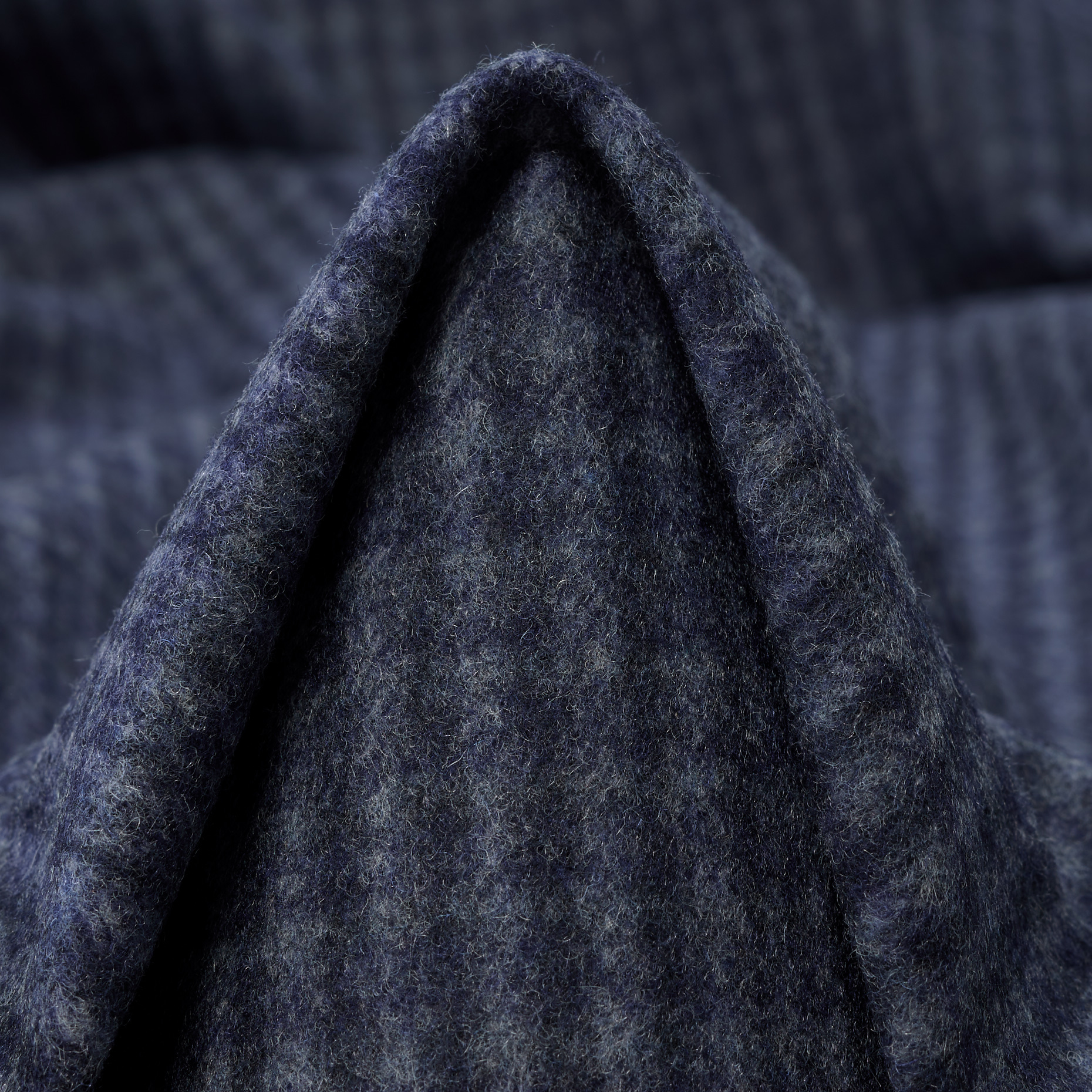 BOILED WOOL, CHECK, BLUE INDIGO (F000047475)