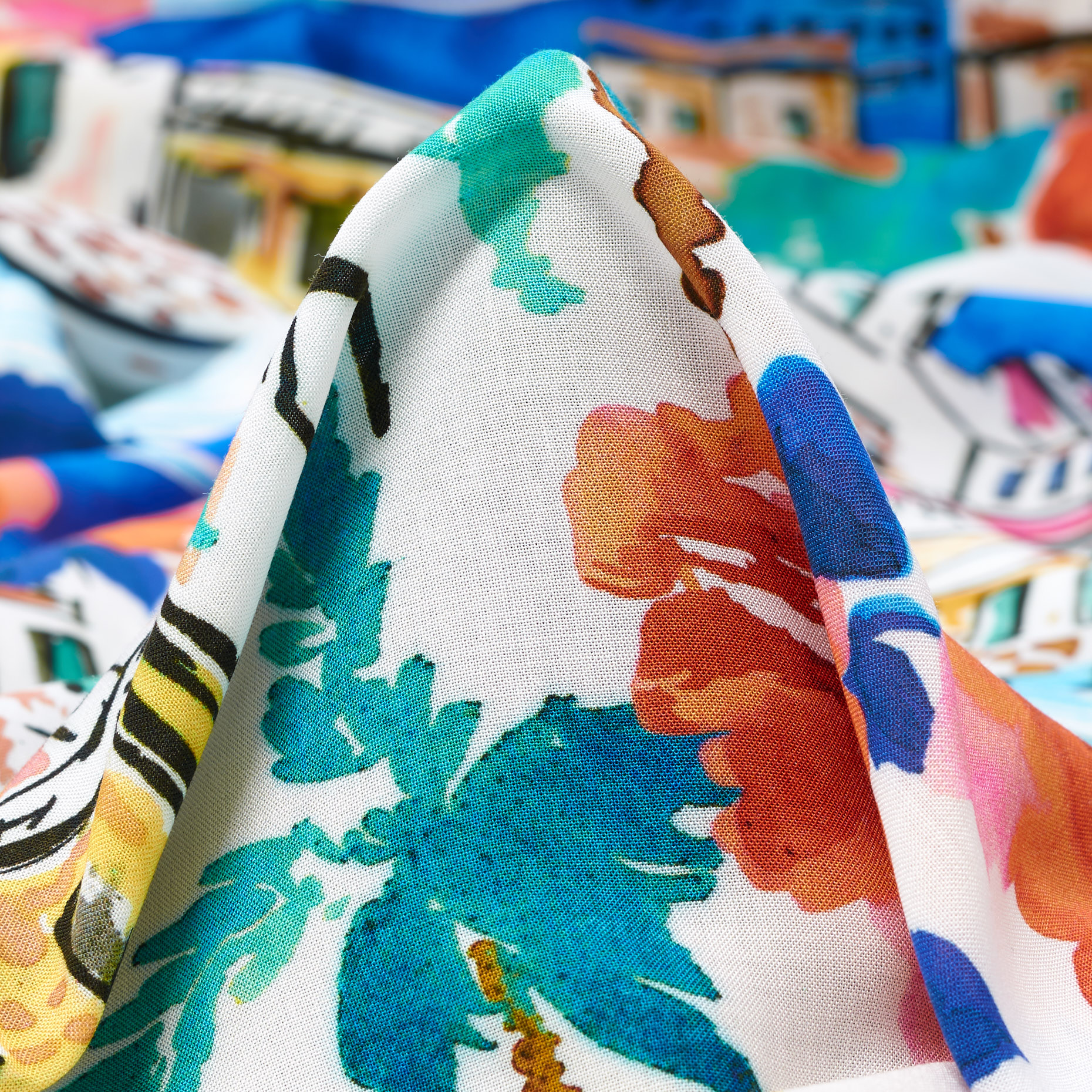 Viskose, Bedruckt, Mediterranean Blue&Color Mix
