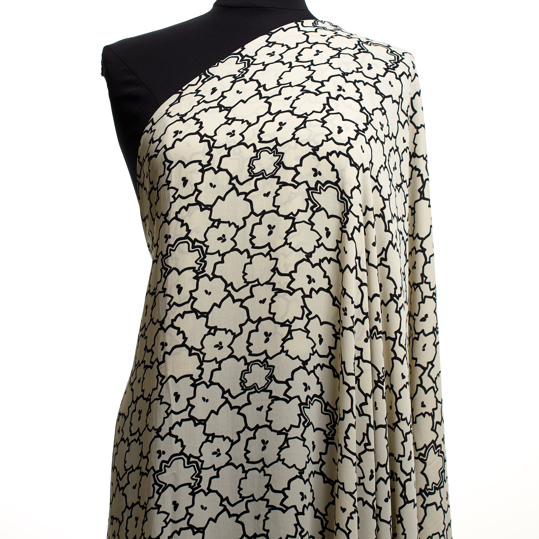 Cady, Printed, Floral, Ivory&Raven Black
