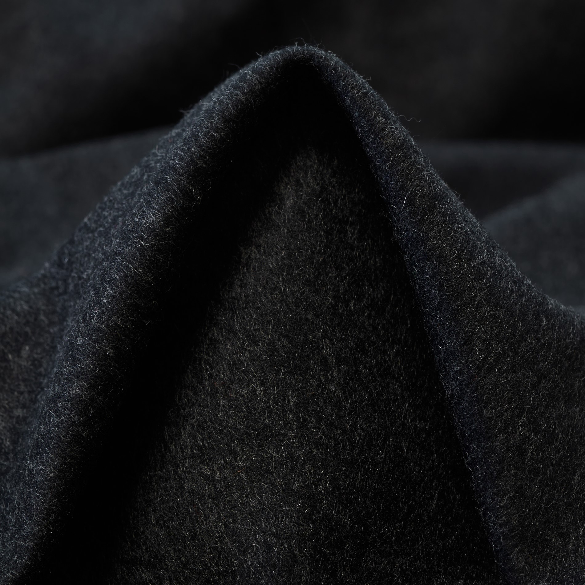 BOILED WOOL, CASHMERE, BRUSHED, BLACK ONYX