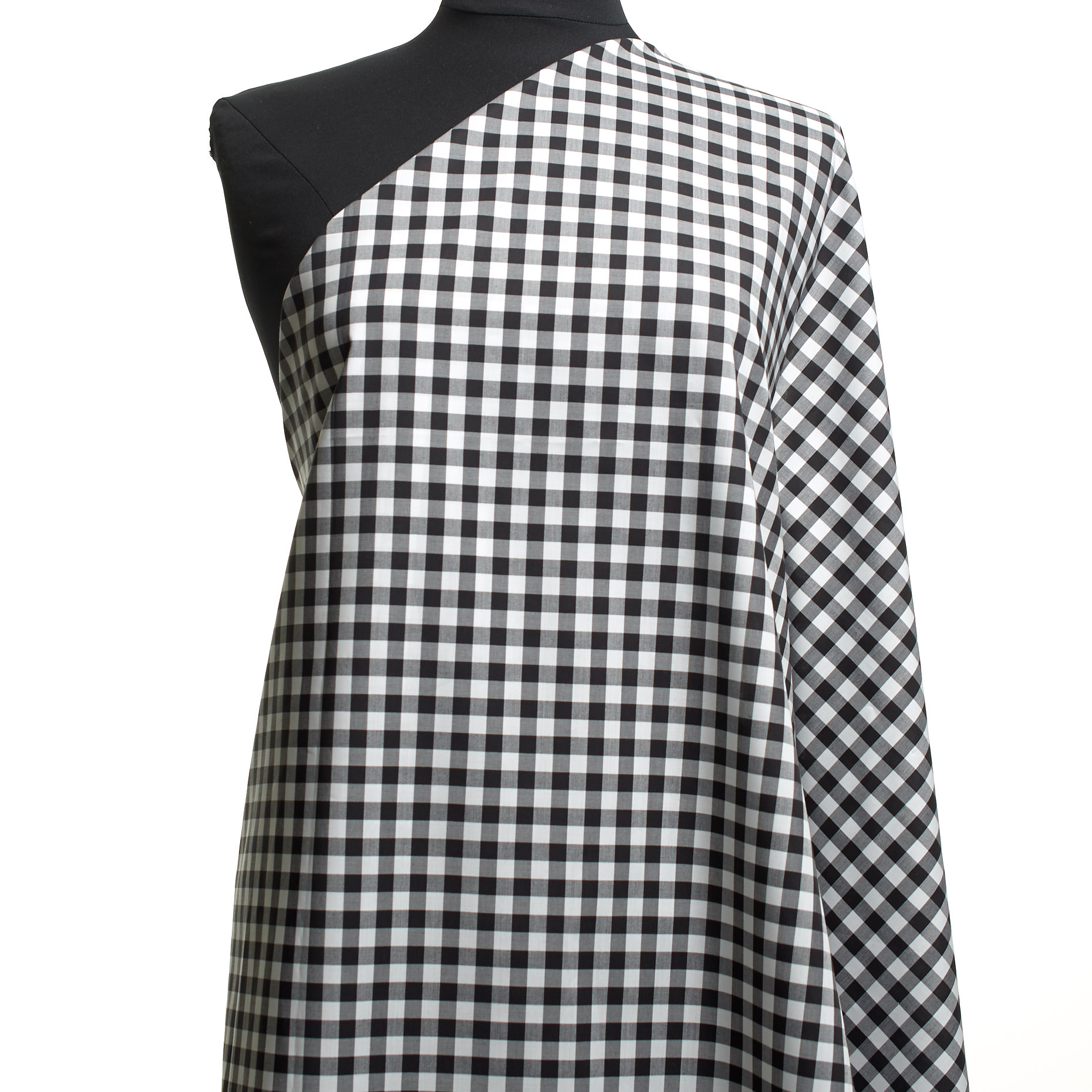 POPLIN, COTTON, CHECK, MARSHMALLOW&RAVEN BLACK