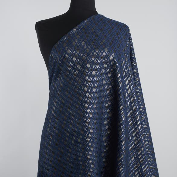 Żakard, Wiskoza Modal, Lurex, Deep Cobalt&Titanium