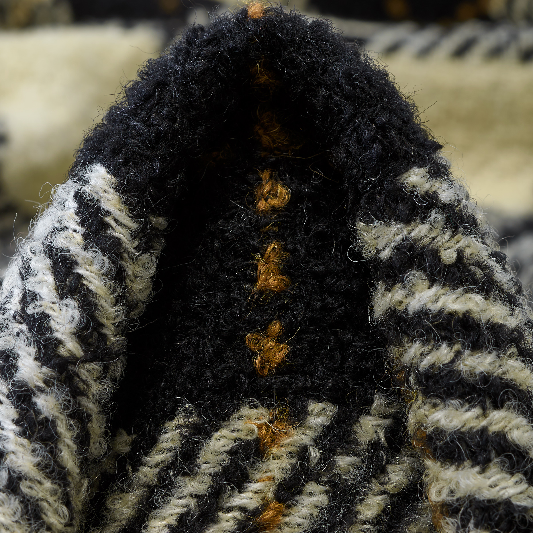 Bouclé, Wool, Check, Antique White&Raven Black