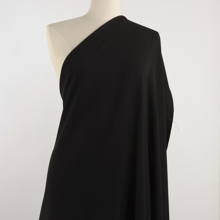 CRÊPE, VIRGIN WOOL, ELASTIC, JET BLACK