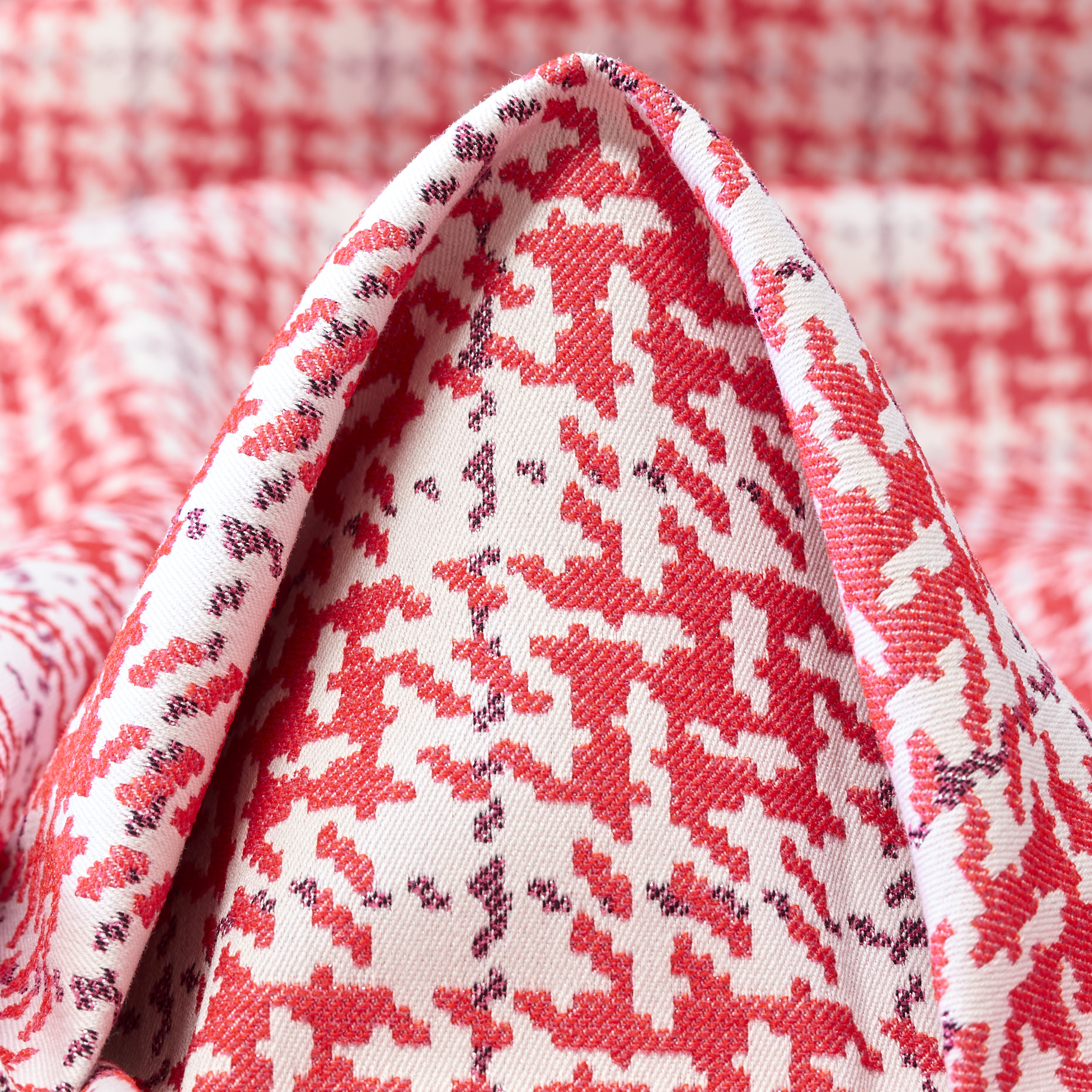 Jacquard, Cotone Elastico, Coral Paradise&Ivory