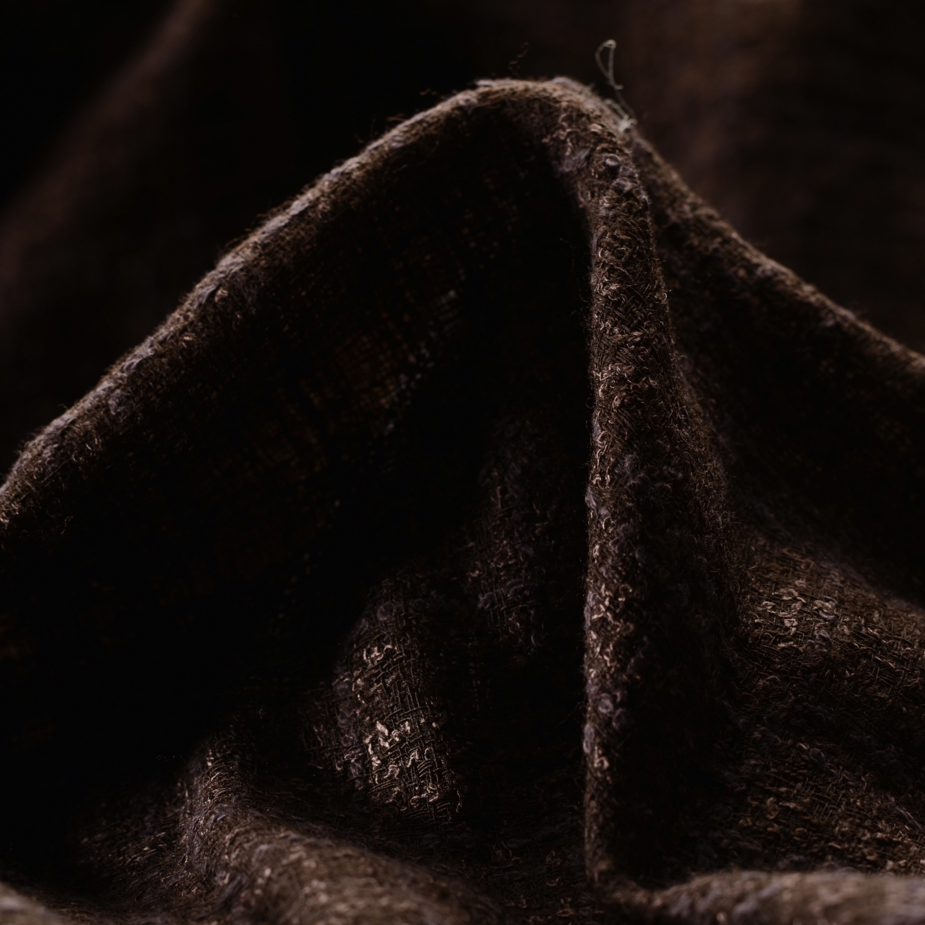 VIRGIN WOOL, BOUCLÉ, CHECK, FRENCH ROAST