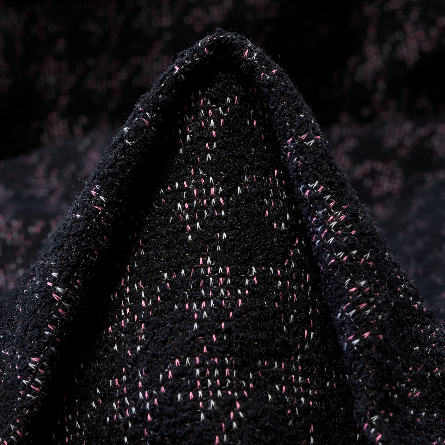 Jacquard, Misto Cotone, Pied de Poule, Pink Lavender&Raven Black