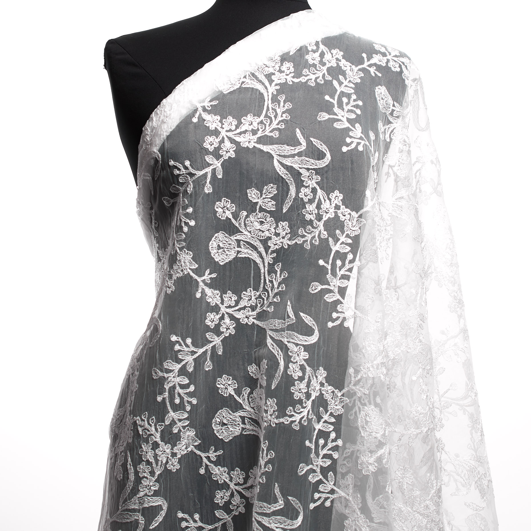 Organza, Bordado, Floreal, Snow White