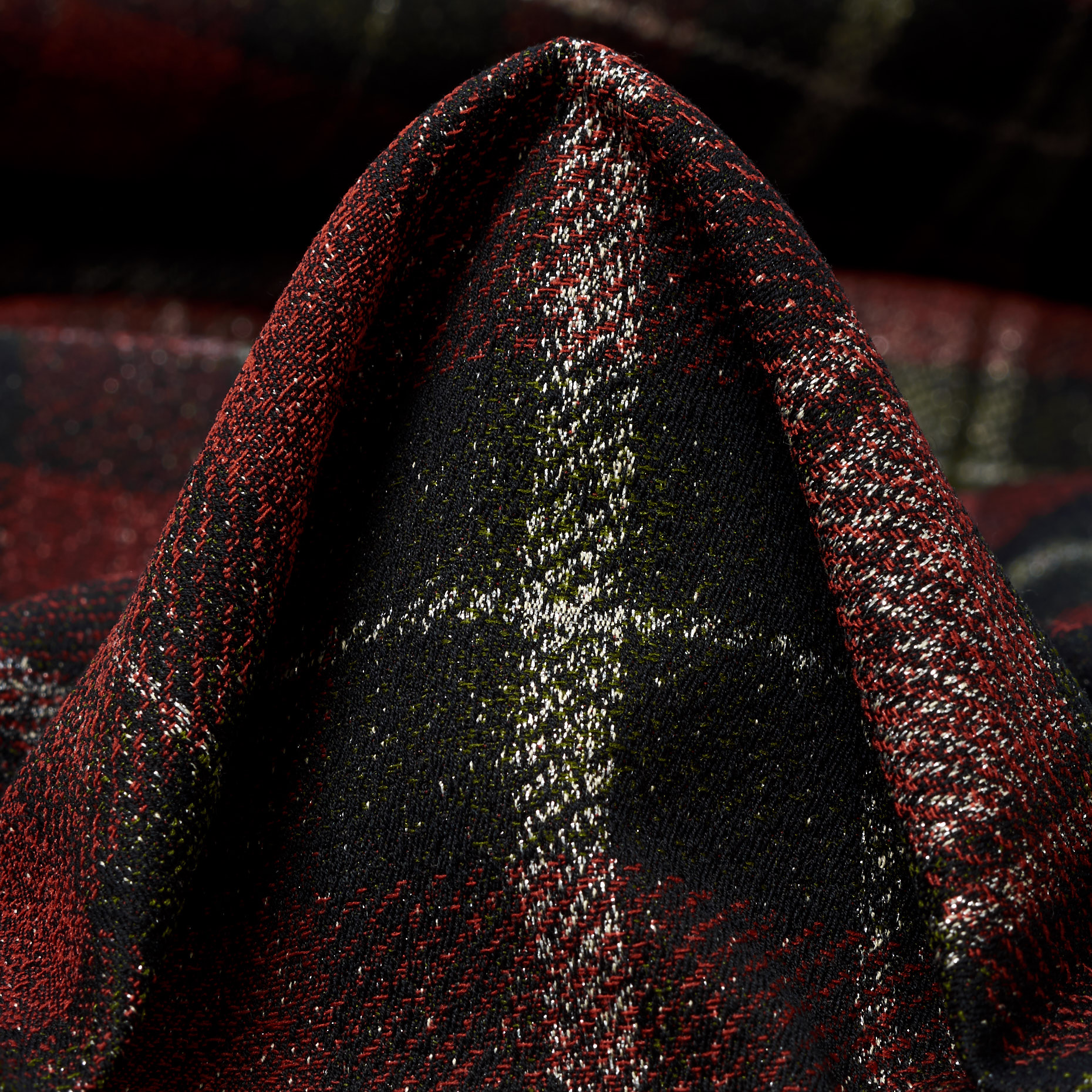 Jacquard, Cotone Elastico, Carmine Red&Burnt Olive