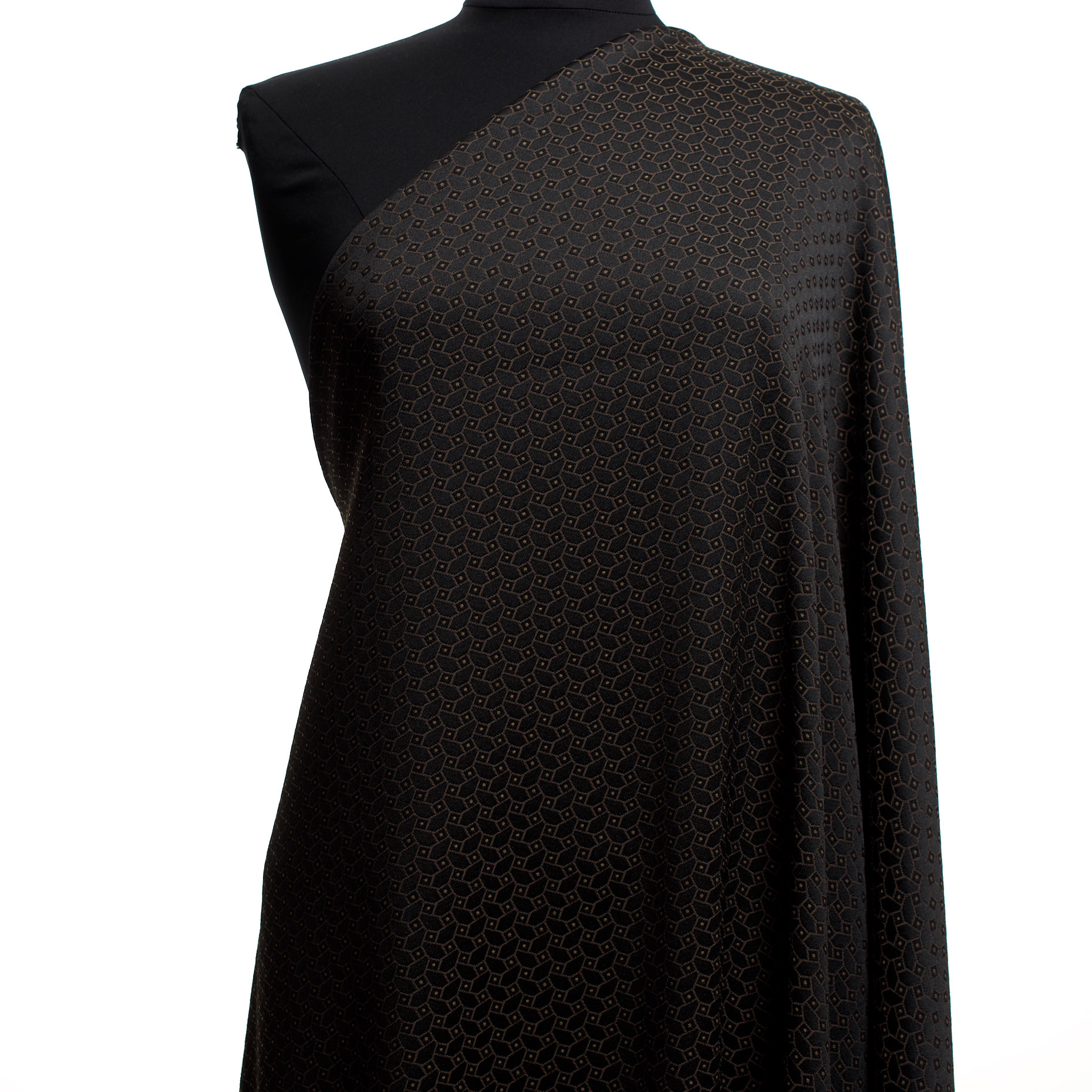 Jacquard, Elastic, Geometric Design, Tobacco&Black