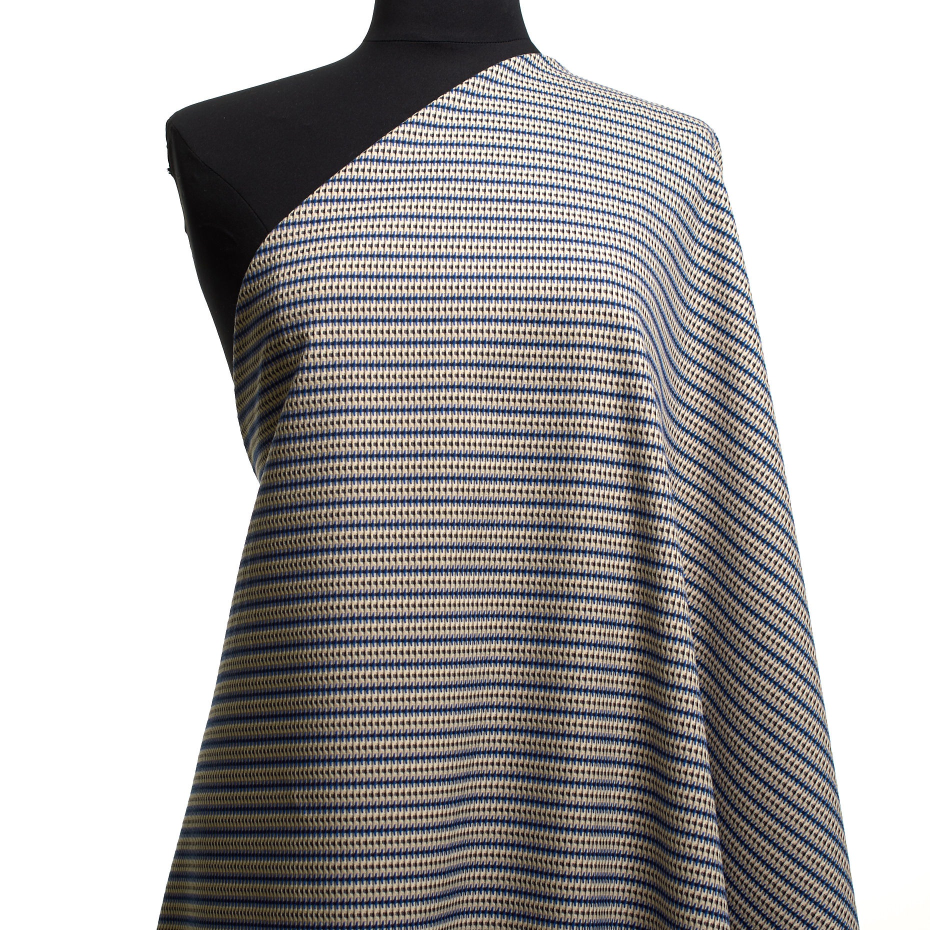 Żakard, Bawełna, Stretch, Lapis Blue&Almond