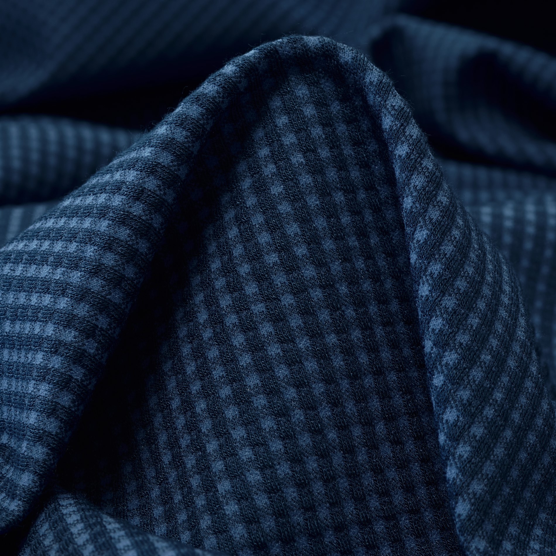 Jersey, Jacquard, Check, Denim Blue