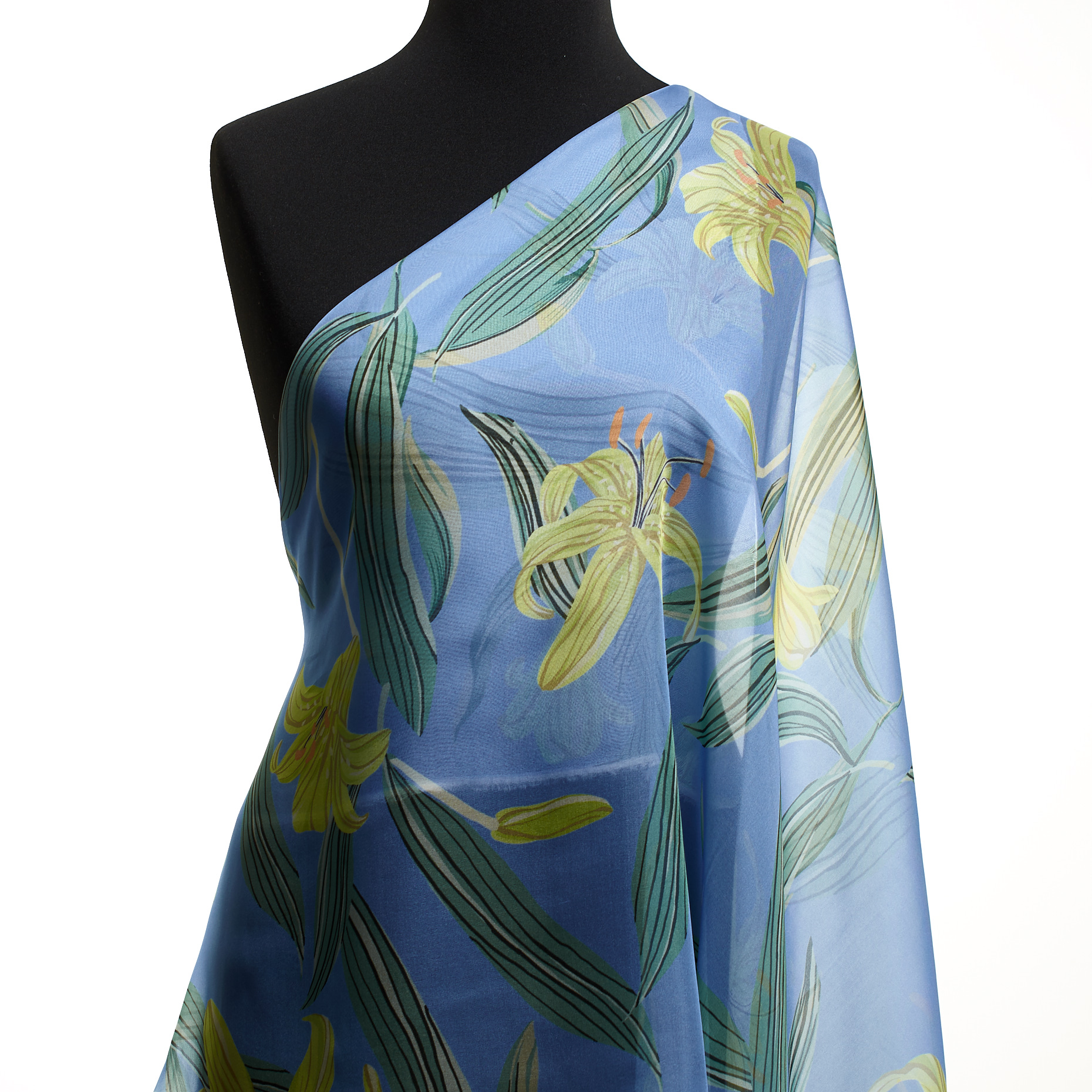Chiffon, Viscosa, Stampato, Airy Blue&Tender Yellow