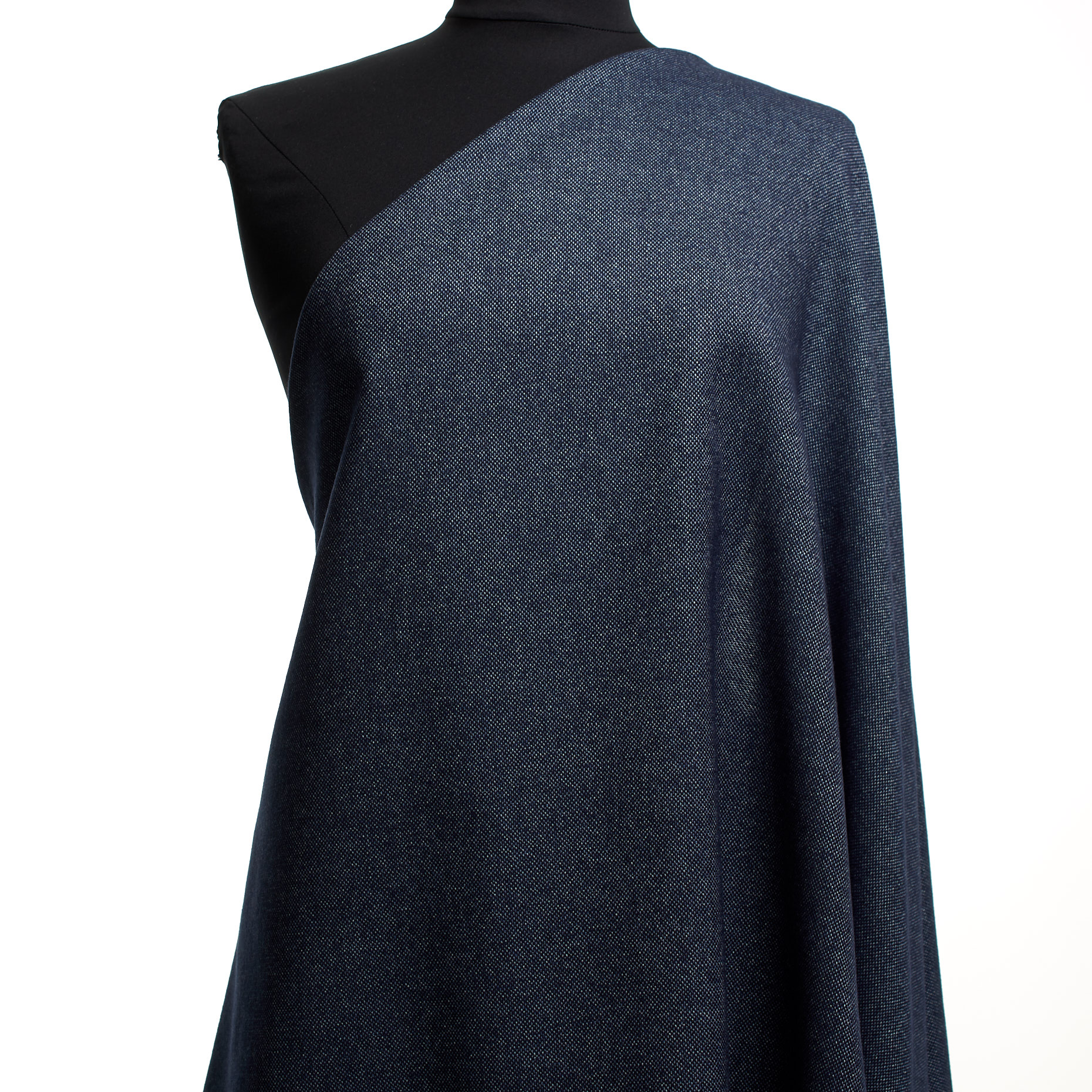 VIRGIN WOOL, COTTON BLEND, MICRO DESIGN, BLUE INDIGO