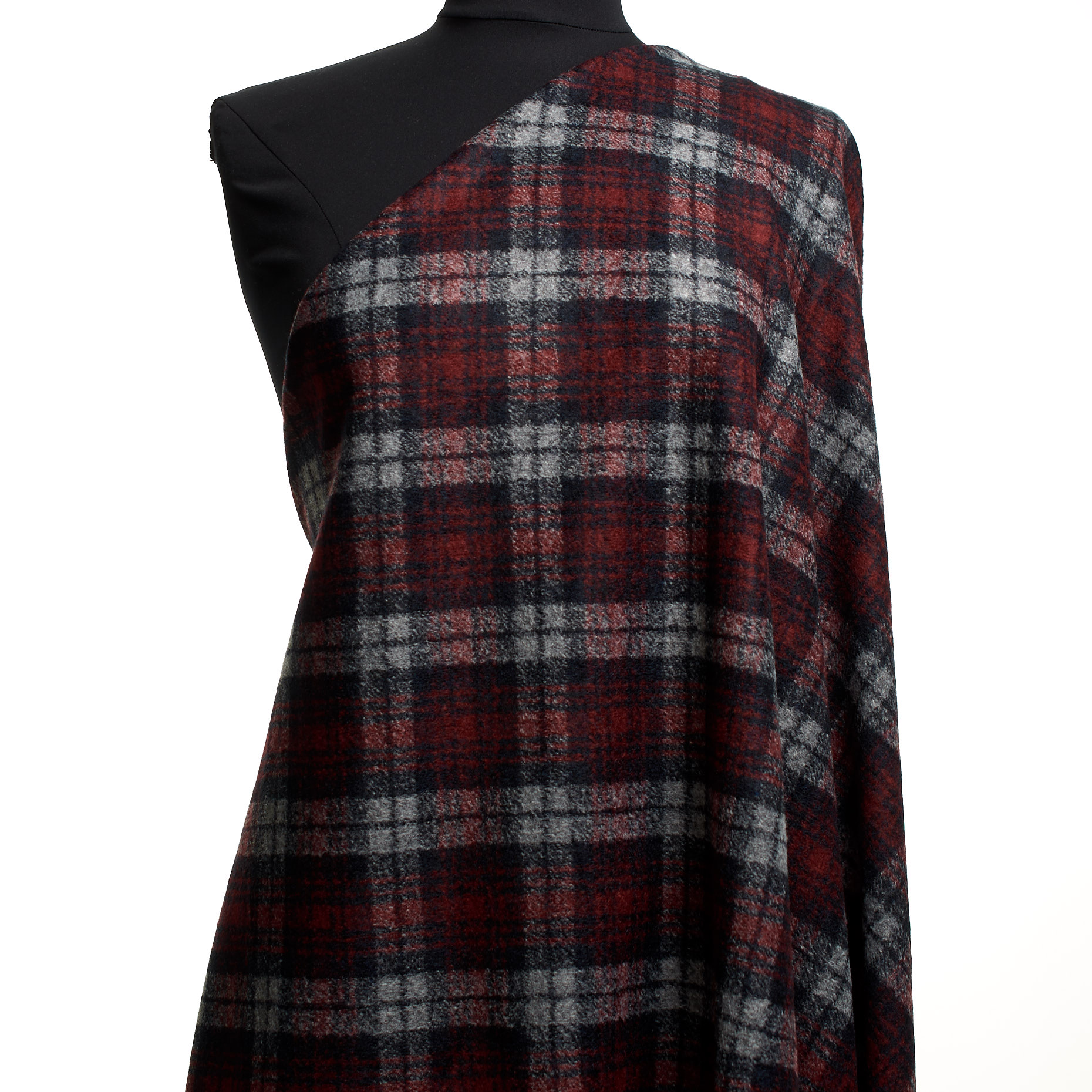 Jersey, Wolle Mix, Karo, Anthracite&Merlot