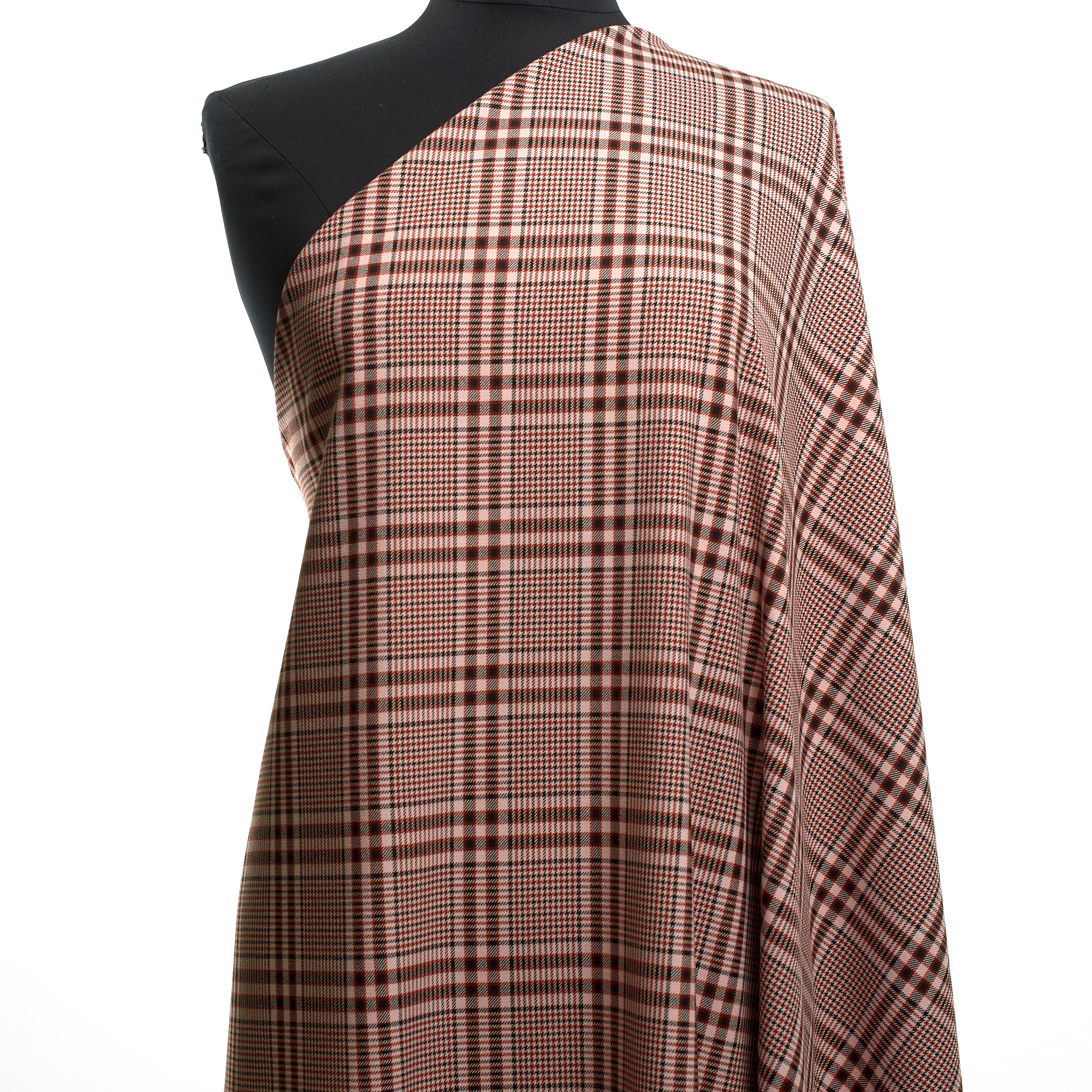 Viscose Blend, Elastic, Check, Blushing Bride&Raven Black