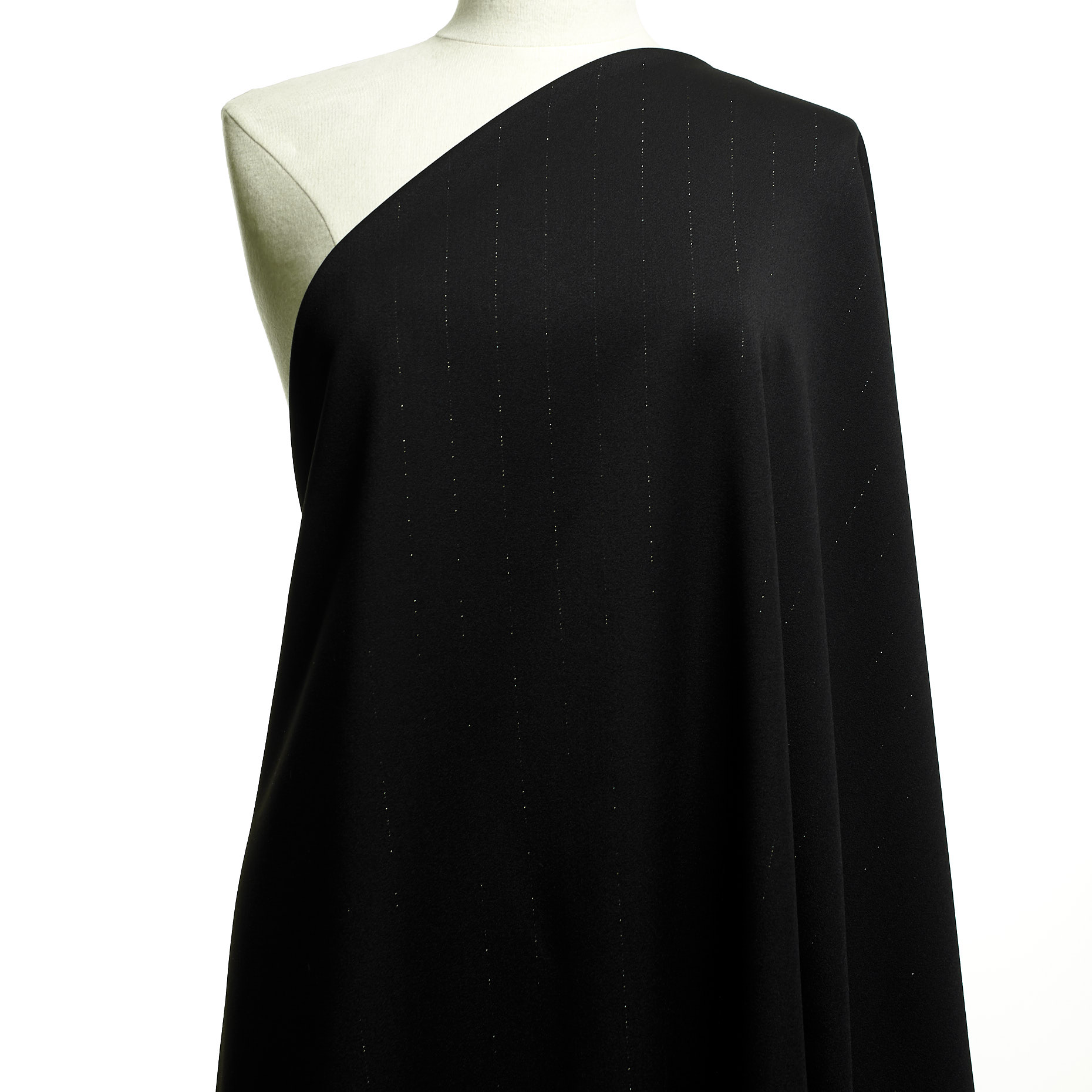 Viskose Mix, Nadelstreifen, Lurex, Raven Black&Silver