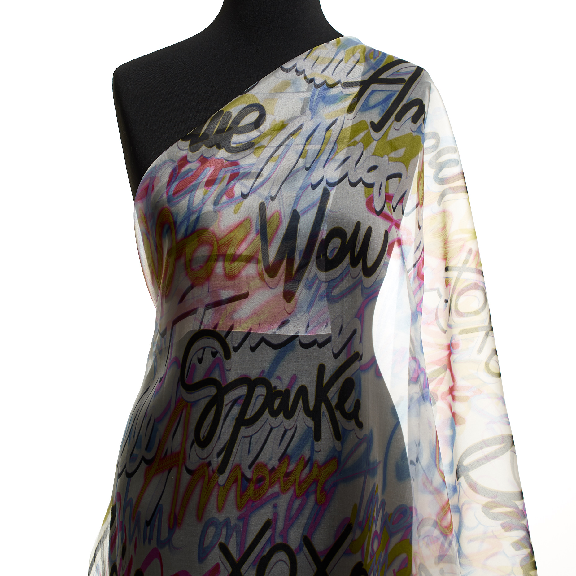 Organza, Seta, Stampato, Vaporous Gray&Yellow Cream