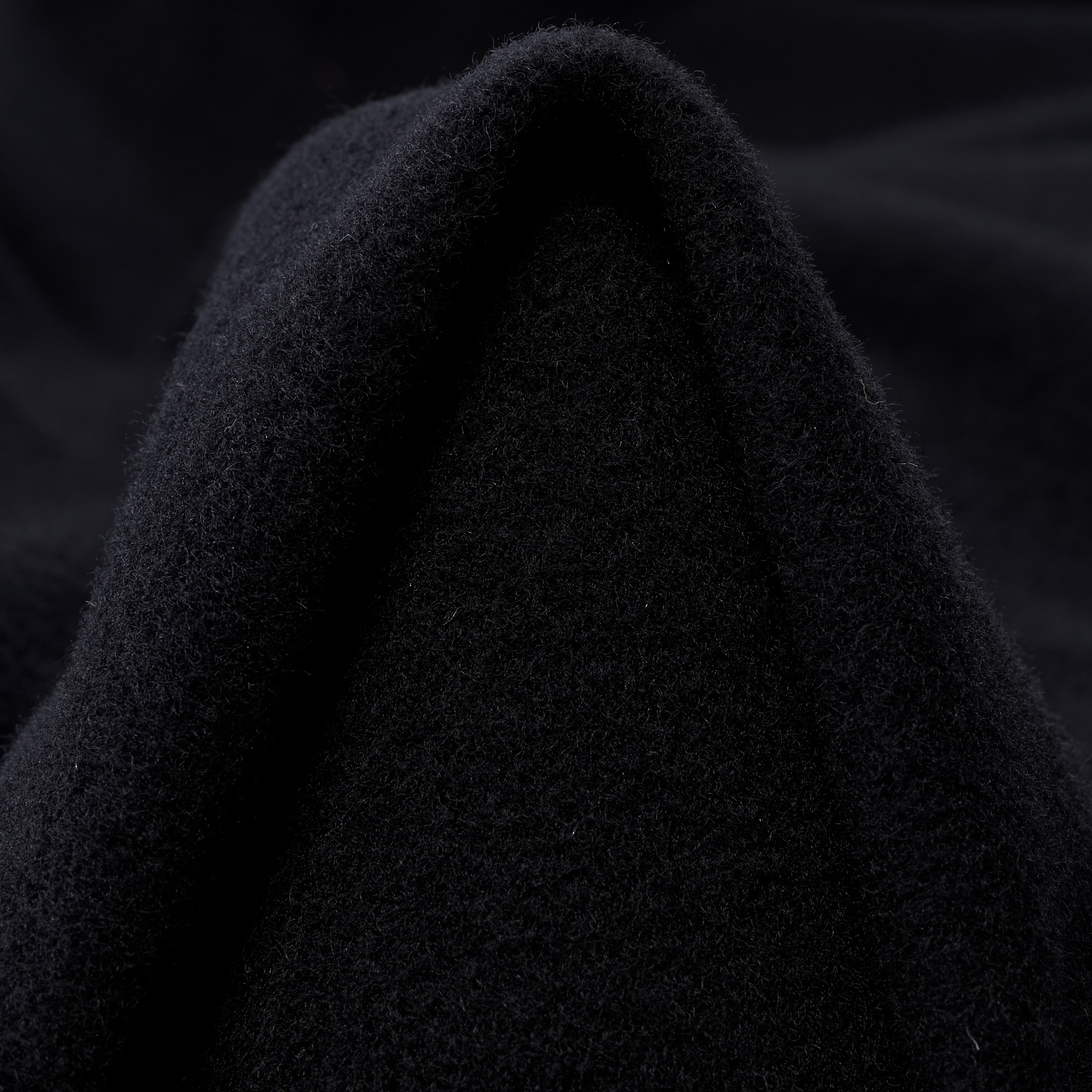 BOILED WOOL, VIRGIN WOOL, JET BLACK