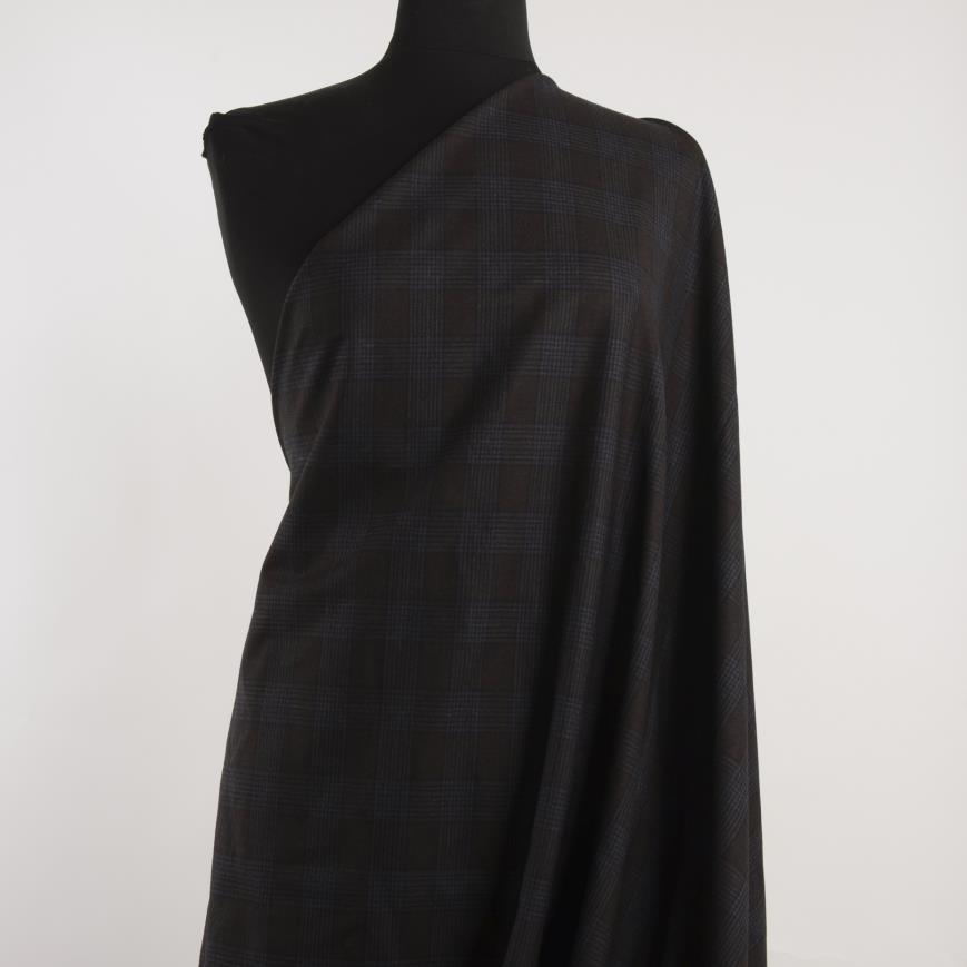 VIRGIN WOOL, SILK, CHECK, COCOA&FOLKSTONE GRAY