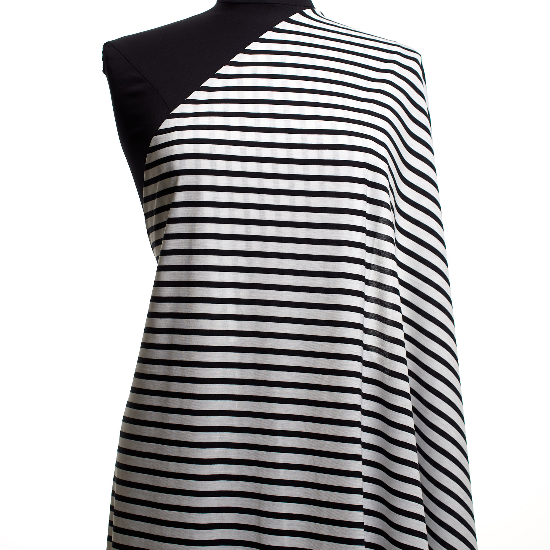 Single Jersey, Cotton, Stripes, Raven Black&Snow White