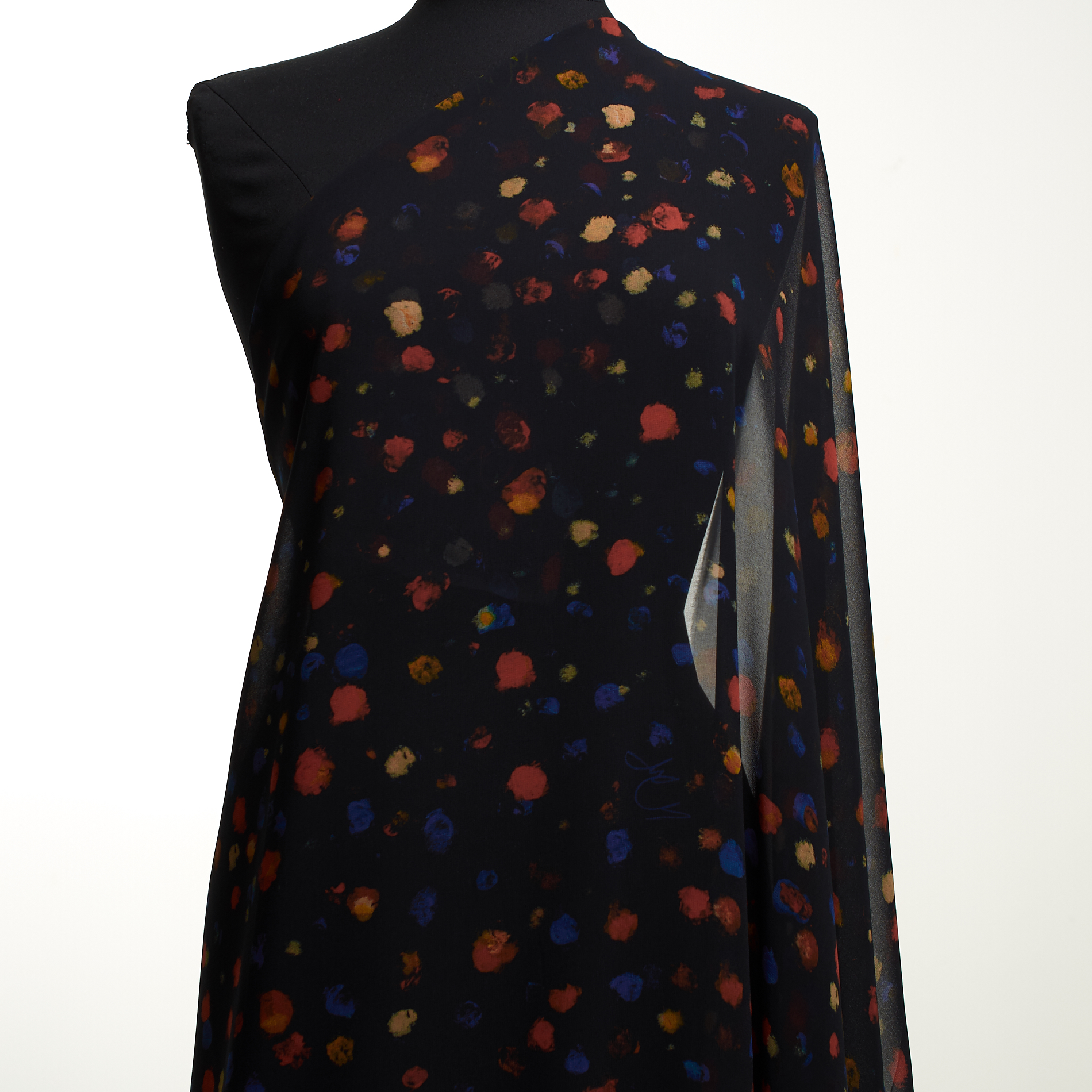 Crêpe, Estampado, Transparente, Blue Nights&Deep Sea Coral