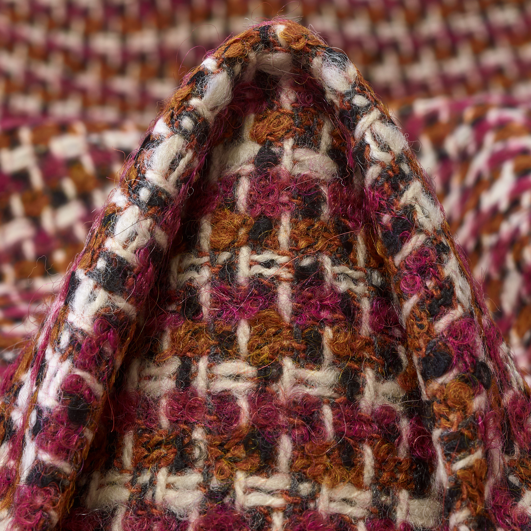 CARDED WOOL, MOHAIR, MICRO DESIGN, DAHLIA MAUVE