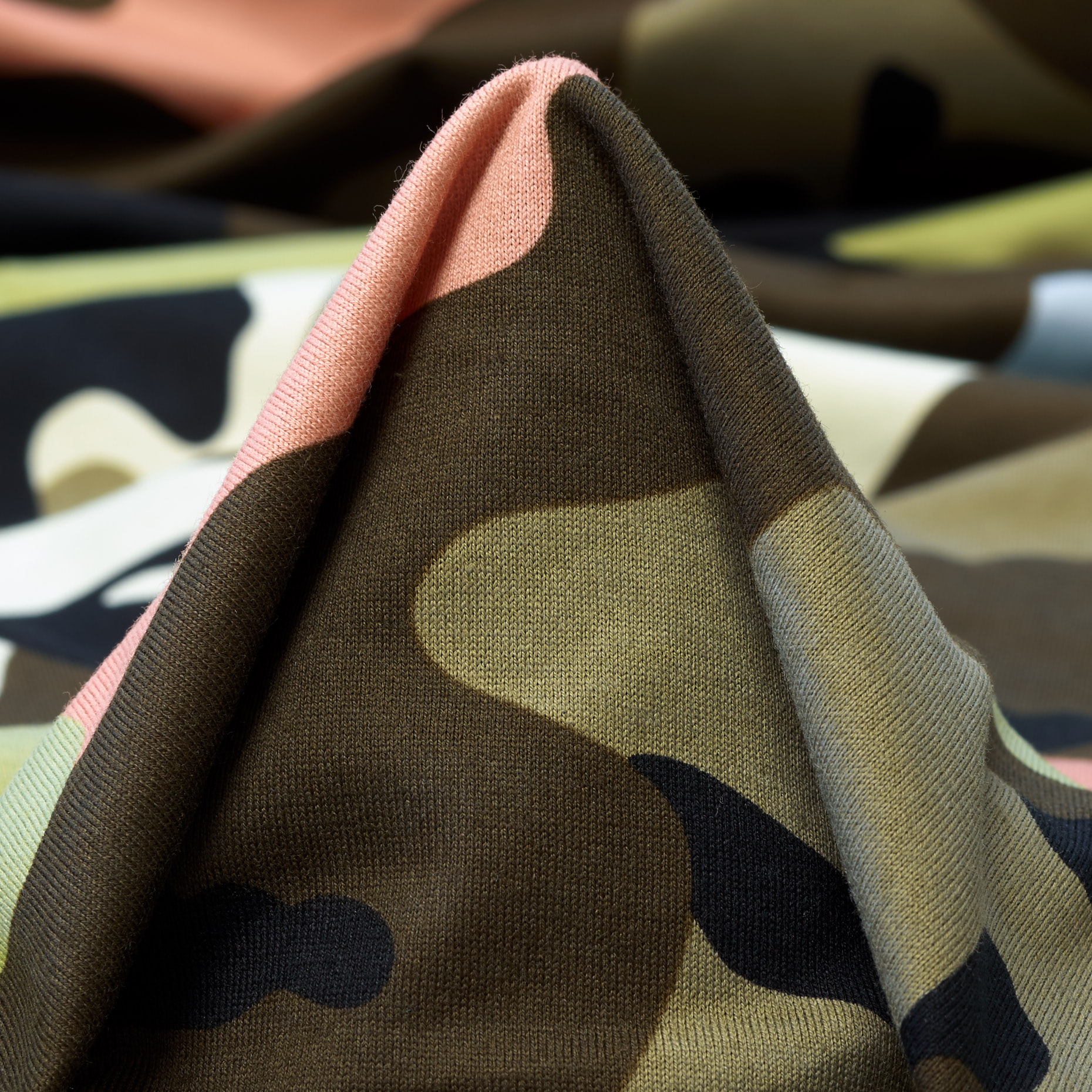 Single Jersey, Cotone, Camouflage, Pale Kiwi&Light Lilac
