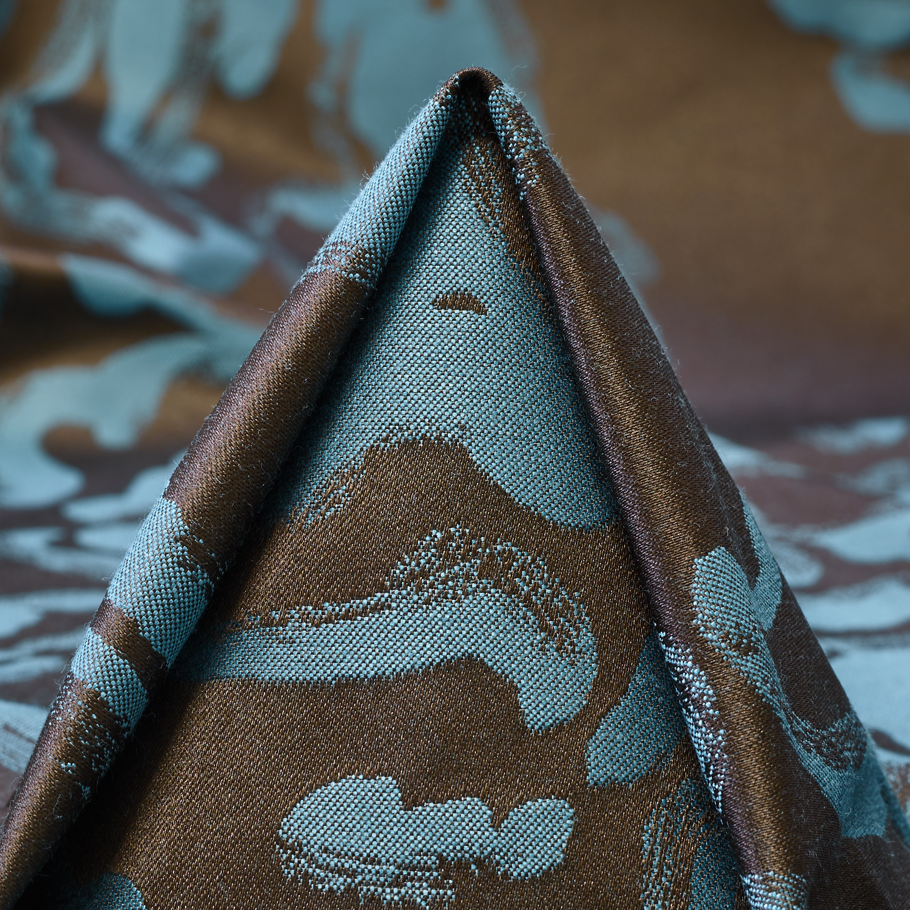 Jacquard, Viscosa, Tone on Tone, Smoke Blue&Chestnut (F000053785)