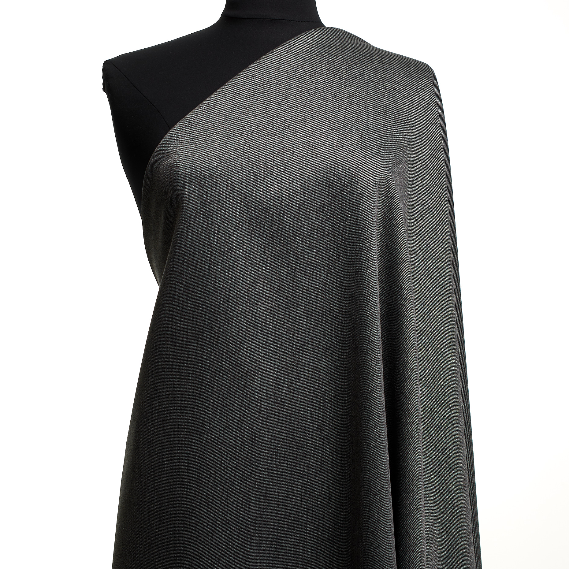 Twill, Wolle, Baumwolle Mix, Anthracite&Antique White