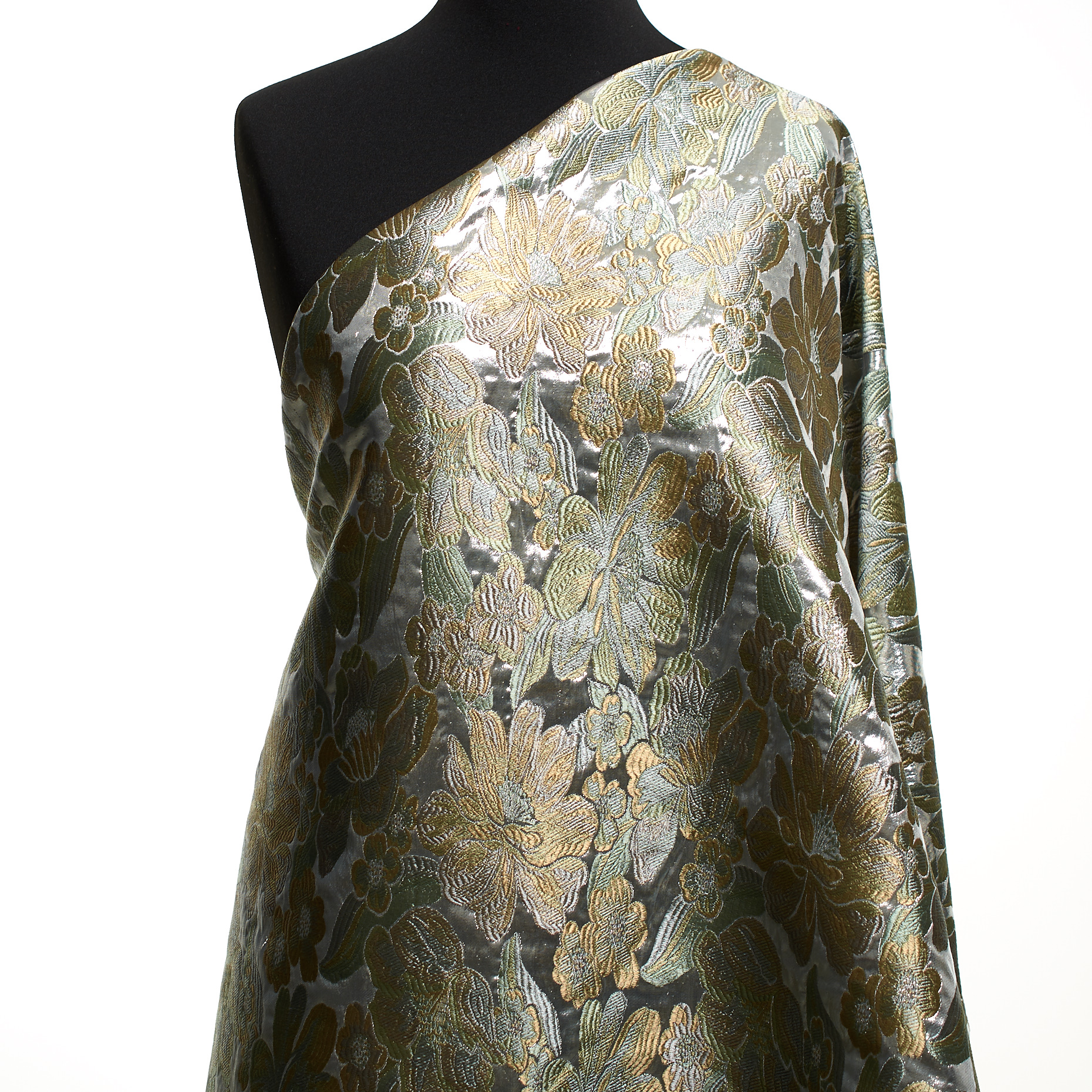 JACQUARD, ACETATE, TONE ON TONE, SILVER&BURNT OLIVE