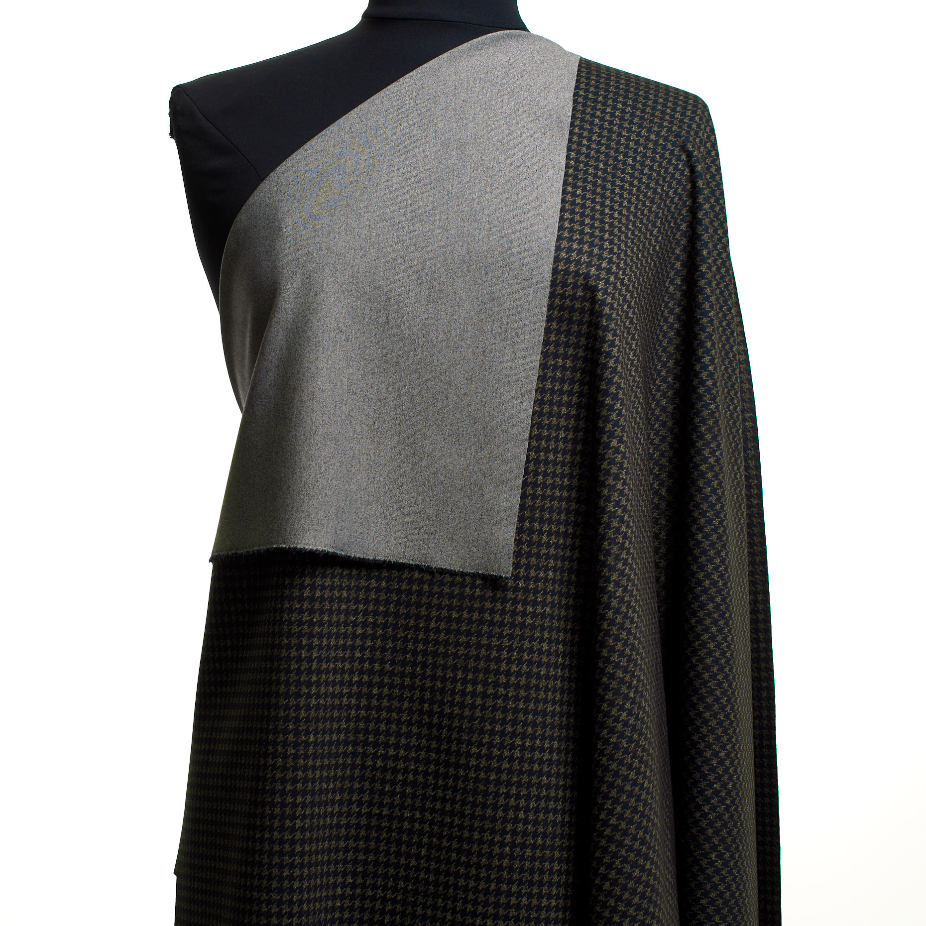 Jersey, Baumwolle, Hahnentritt, Covert Green&Raven Black