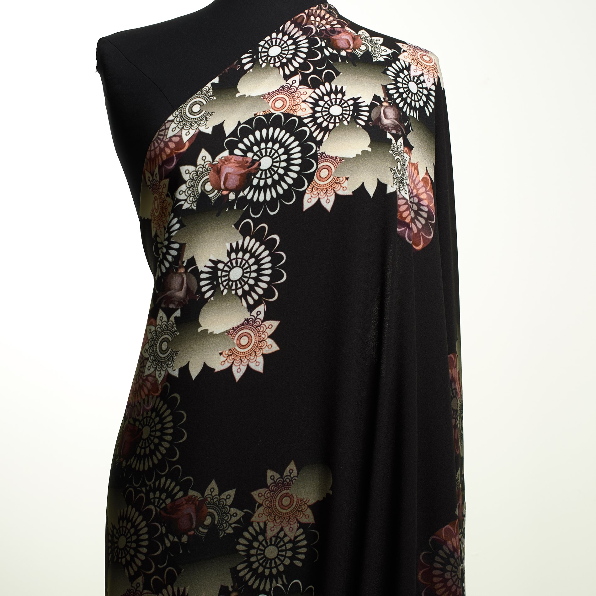 CRÊPE DE CHINE, PRINTED, WINEBERRY
