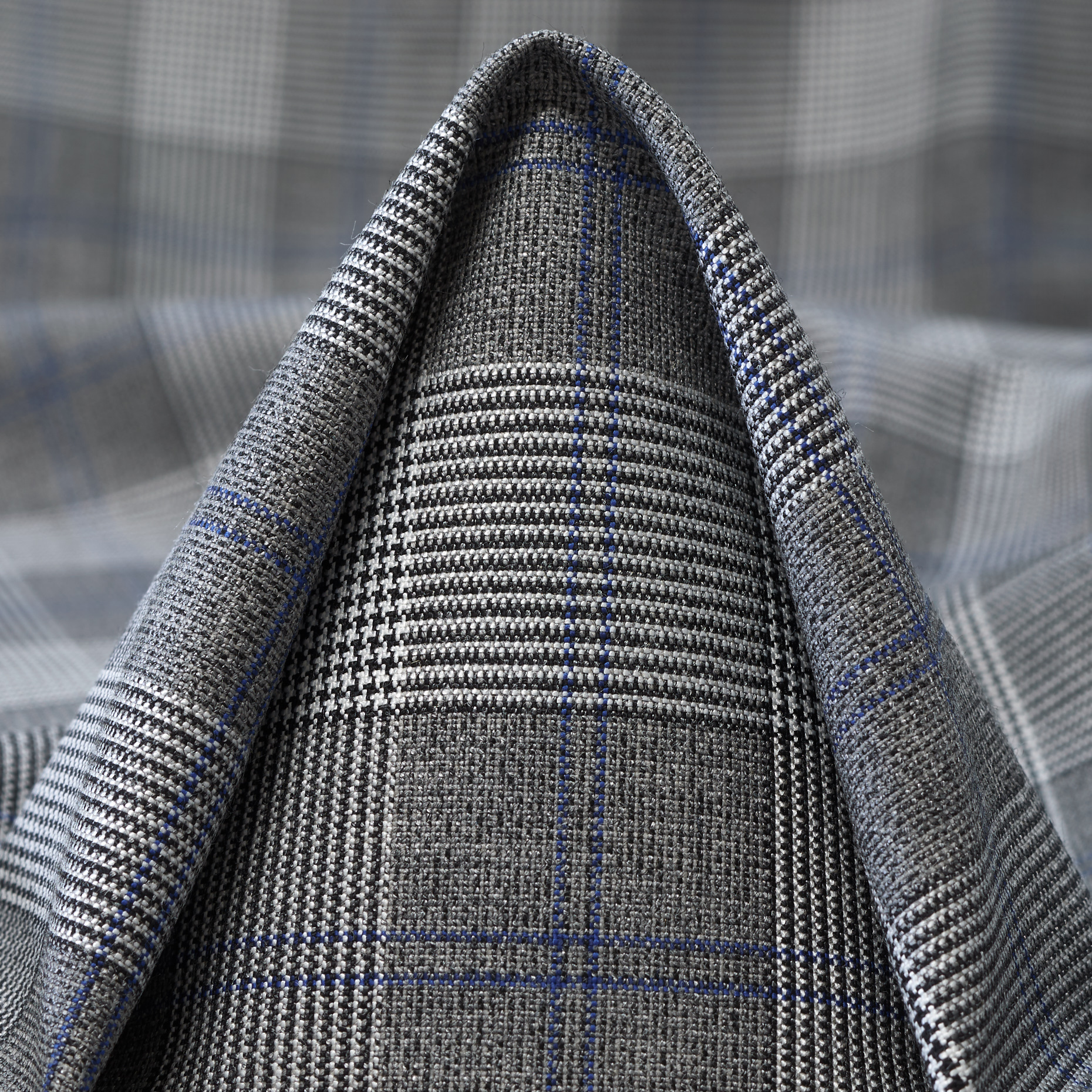 Cool Wool, Viscose Blend, Check, Skipper Blue&Chocolate Brown
