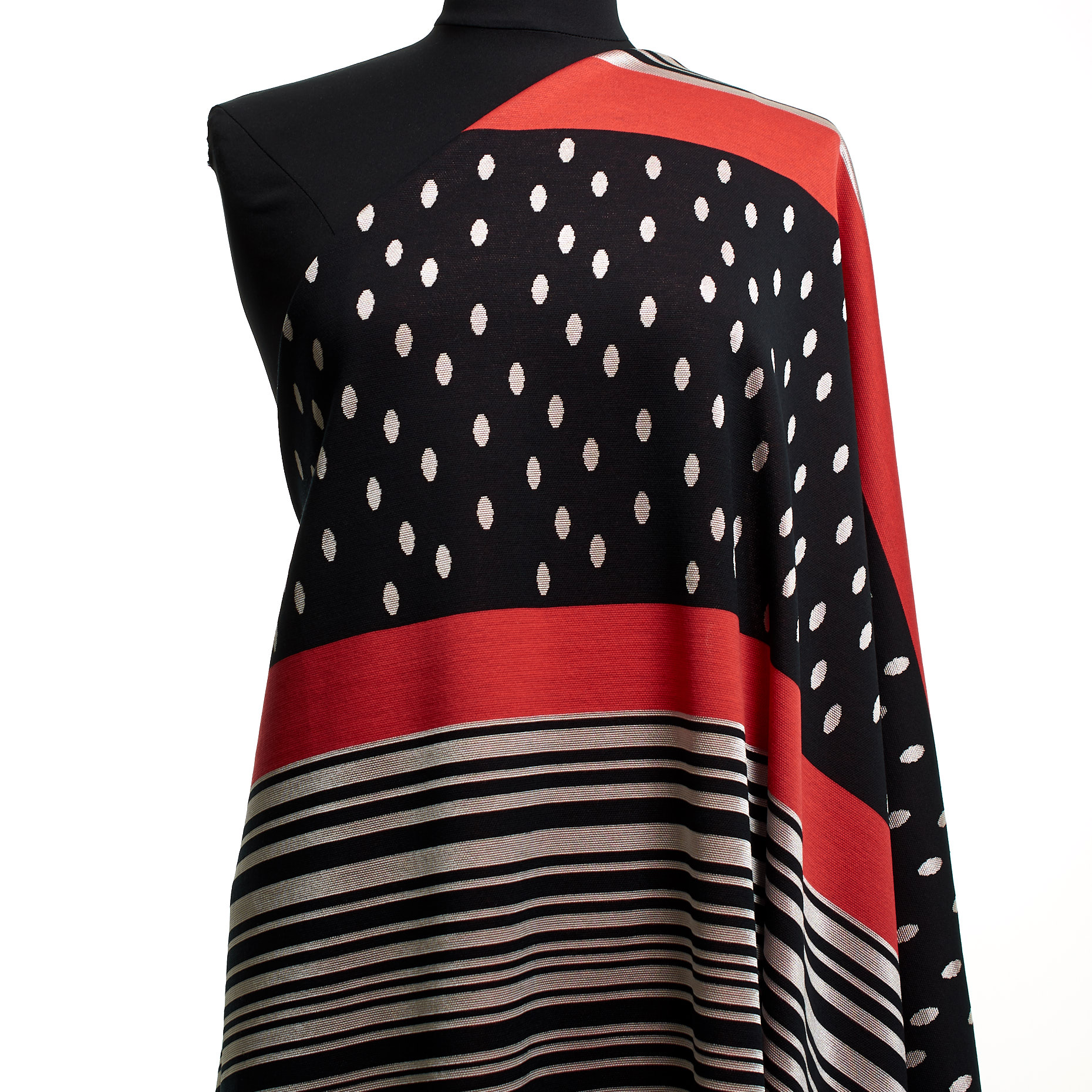 Jacquard, Jersey, Cotton, Savvy Red&Raven Black