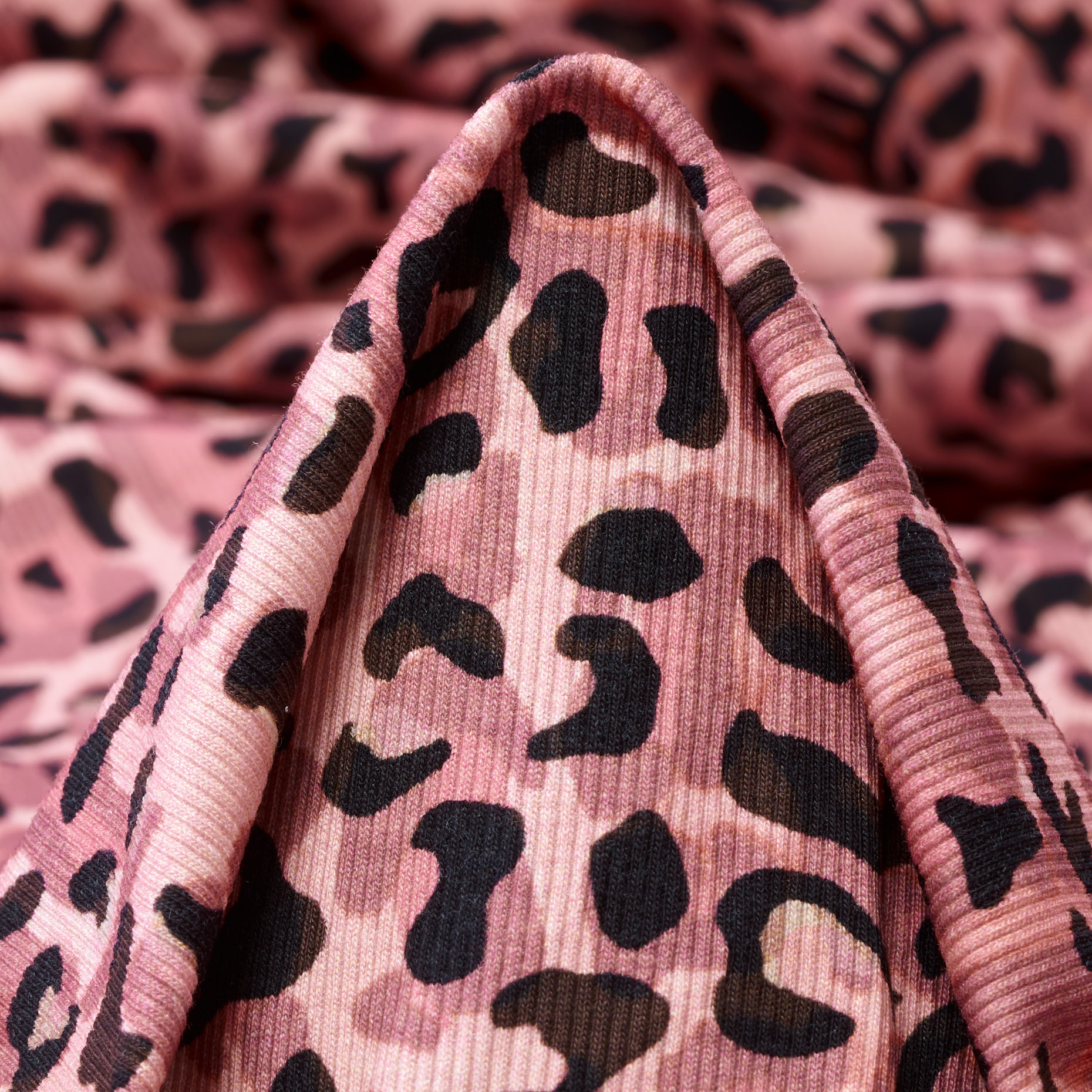 RIB JERSEY, COTTON, PRINTED, BLEACHED MAUVE
