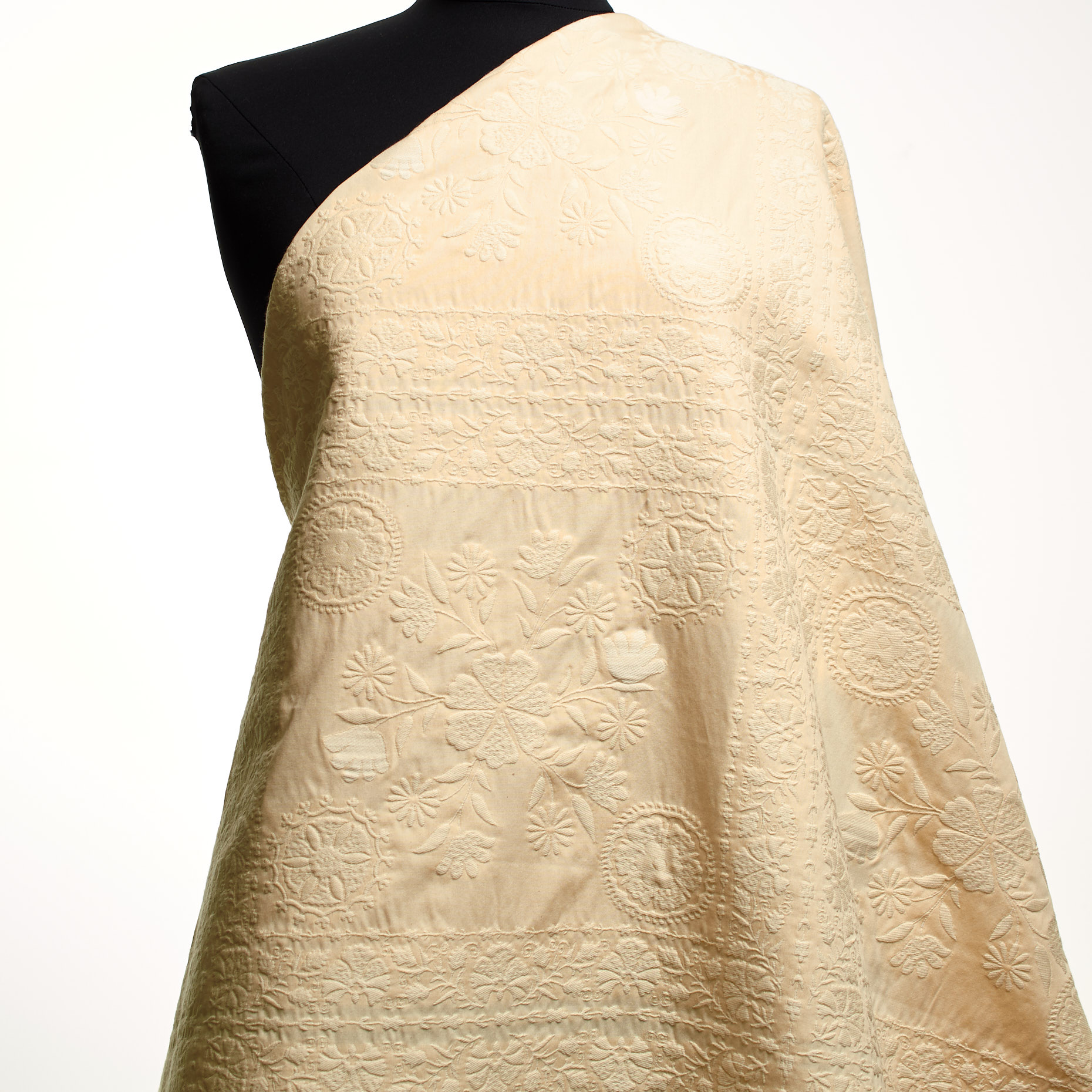 JACQUARD, COTTON, FLORAL, ANTIQUE WHITE