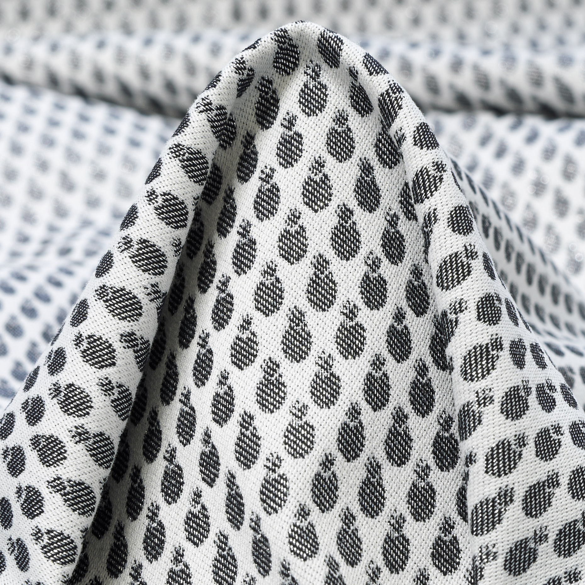 Jacquard, Cotone Elastico, Silver Gray&Ivory