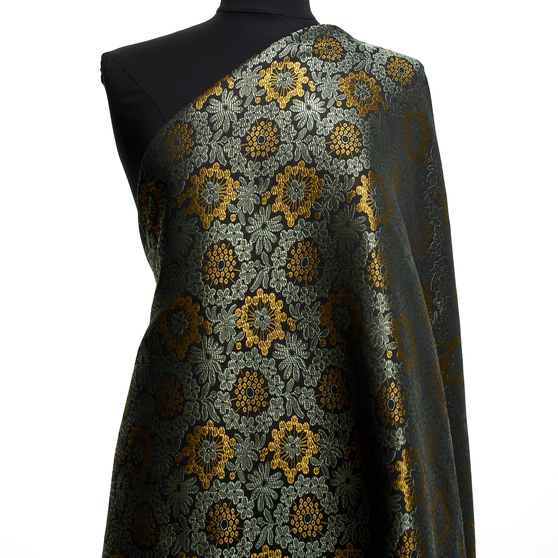 JACQUARD, FLORAL, MUSTARD&DARK JADE