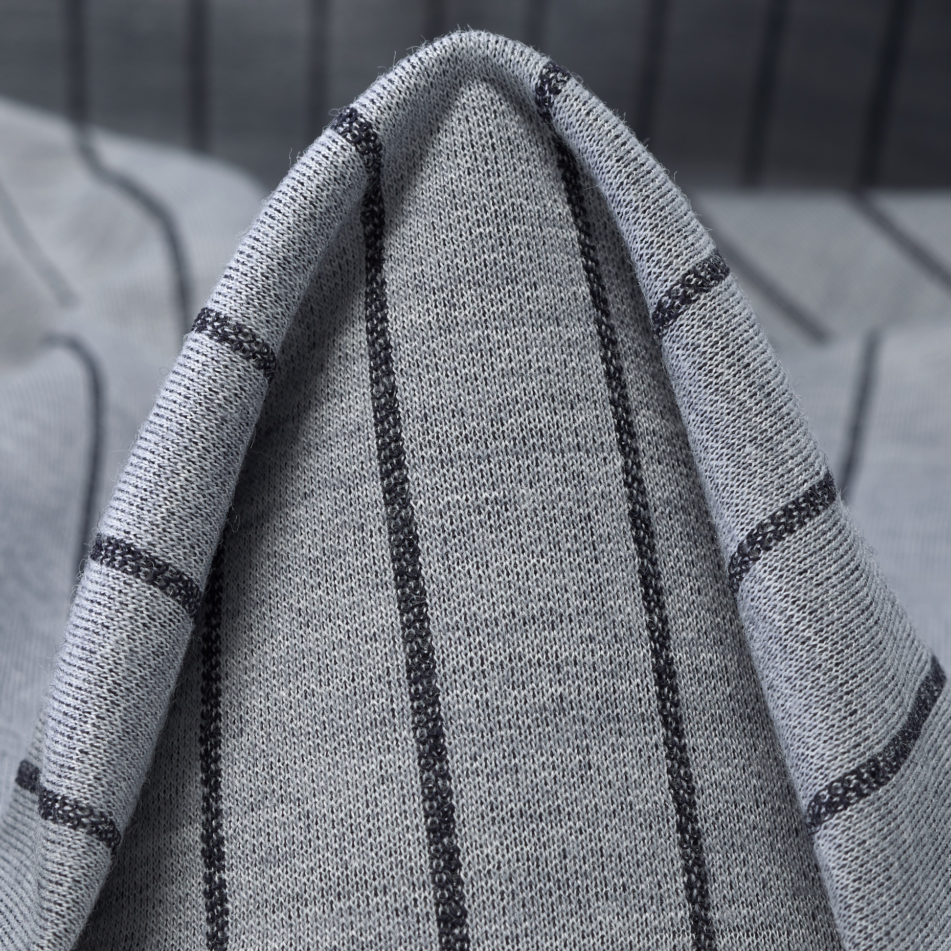 Jersey, Wolle Mix, Streifen, Anthracite&Ghost Gray