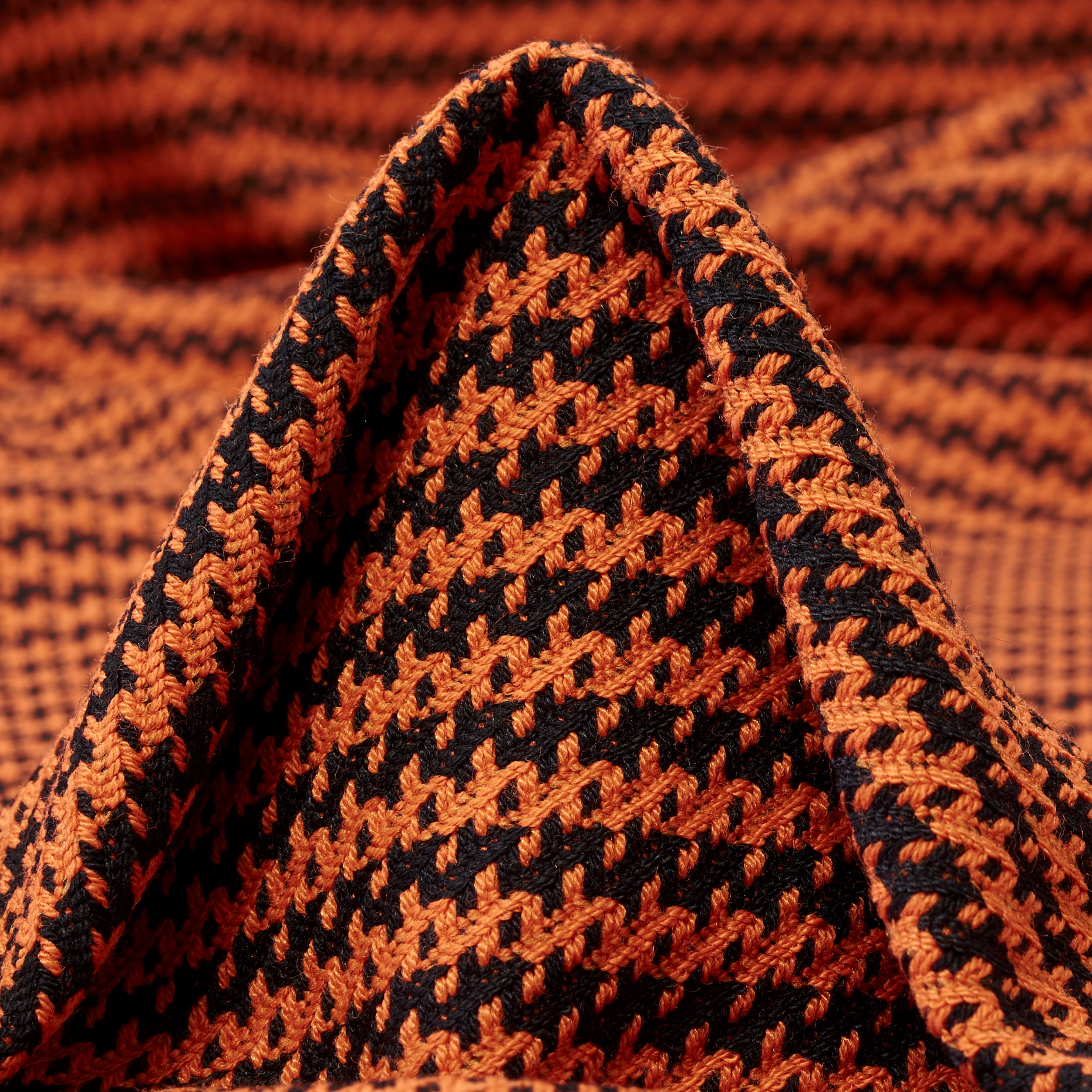 Jacquard, Stretch, Chanel, Mandarin Red&Raven Black
