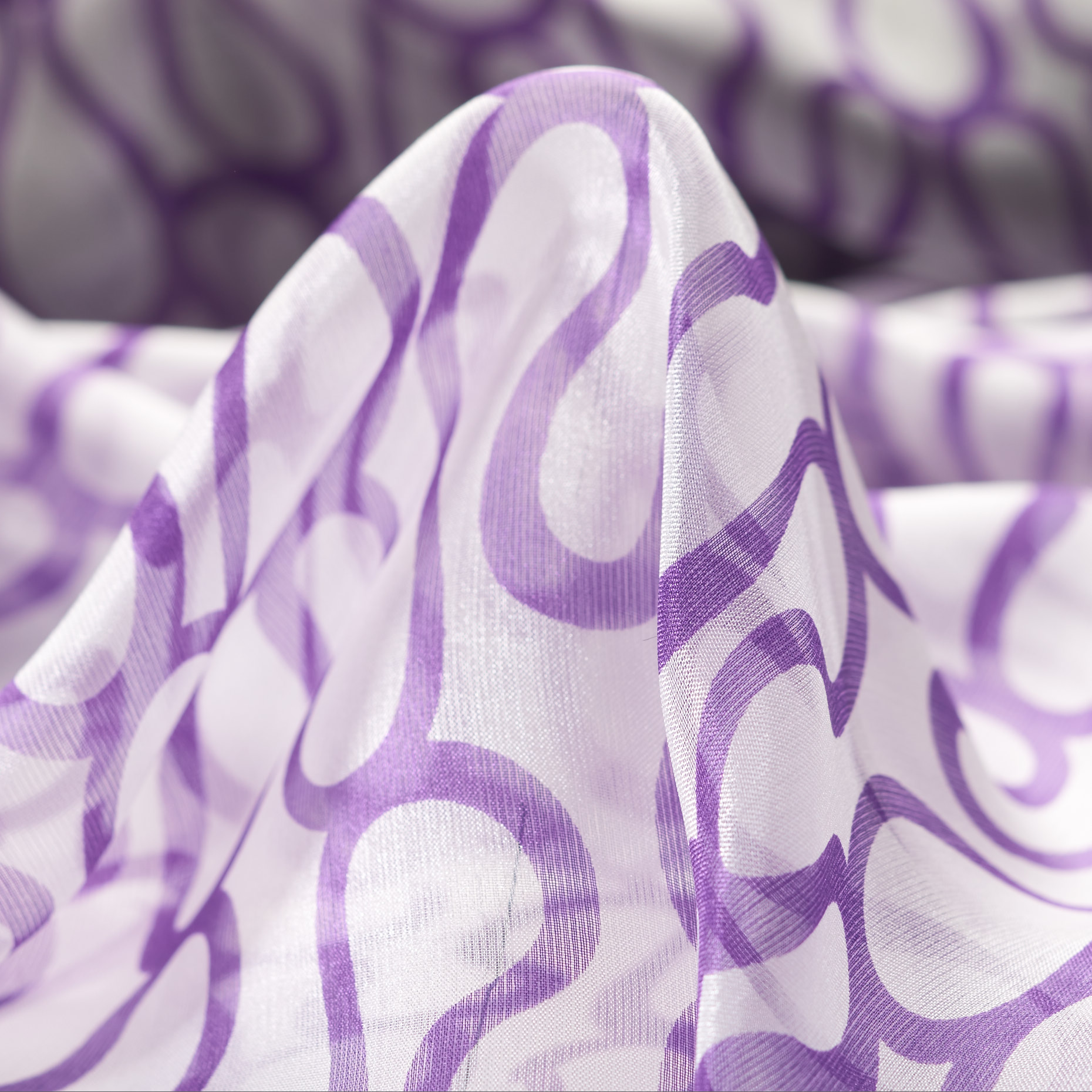 Seta, Crêpe, Stampato, Purple Magic