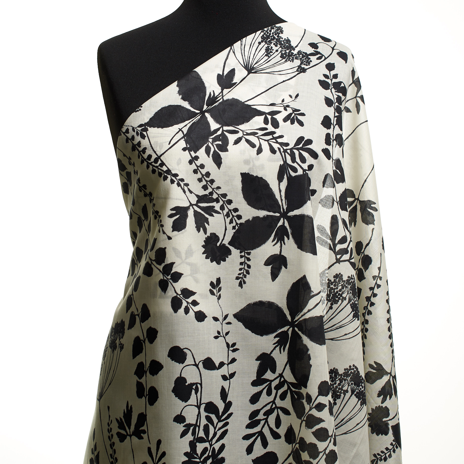 Batiste, Cotton, Floral, Lucent White&Jet Black