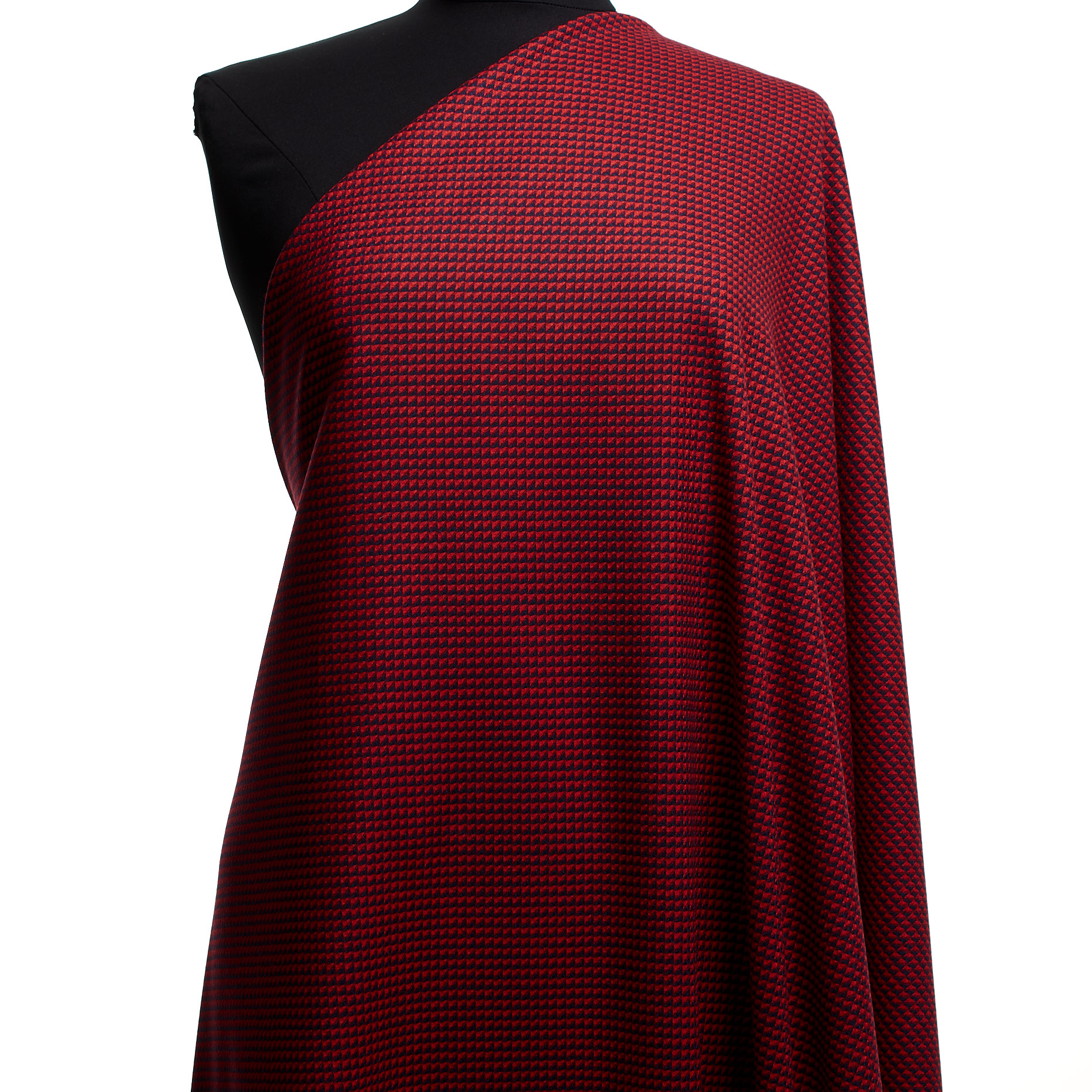 JACQUARD, WOOL VISCOSE, CHERRY RED&MIDNIGHT BLUE